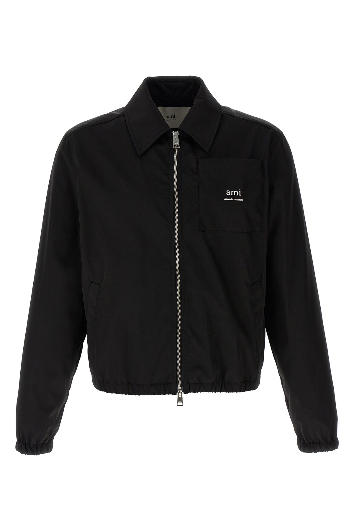 Ami Alexandre Mattiussi Ami Sleek Black Jacket With Versatile Two-way Zip