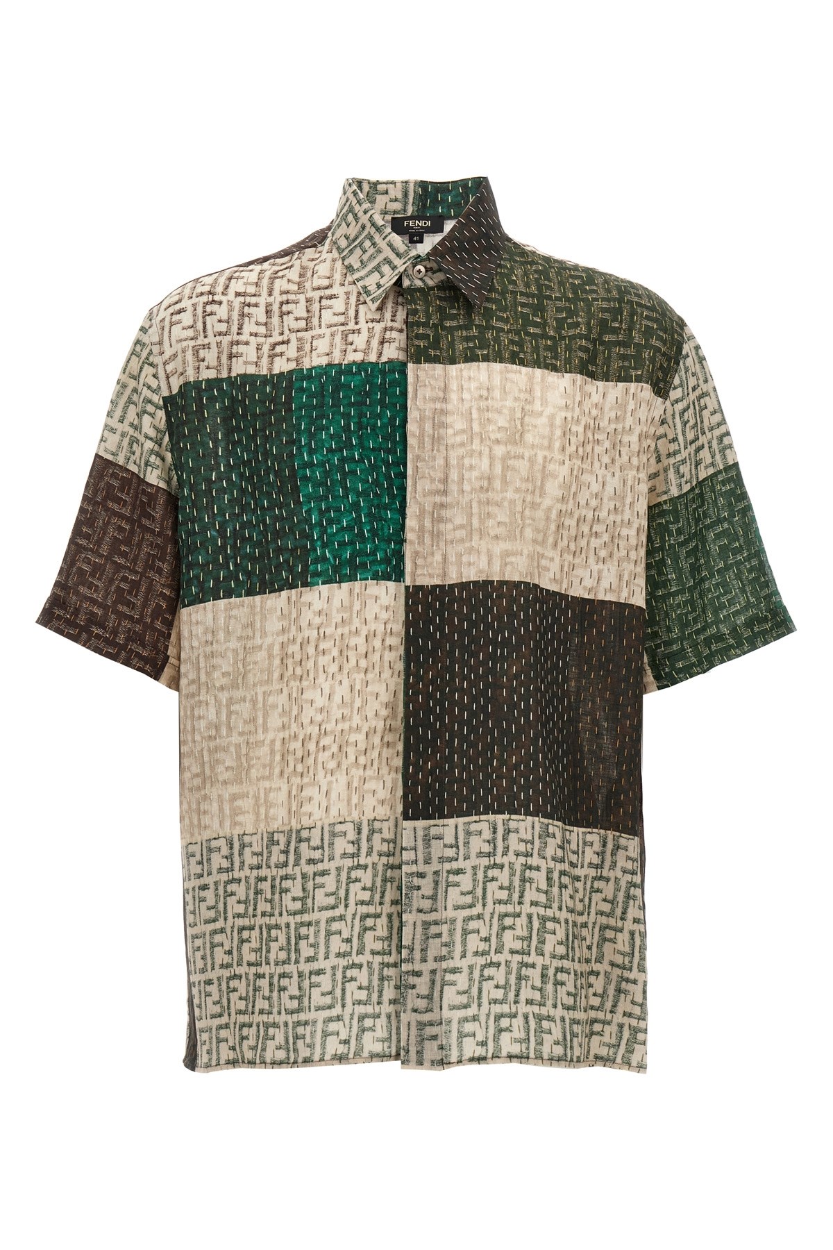 Fendi Patchwork Design Linen Shirt