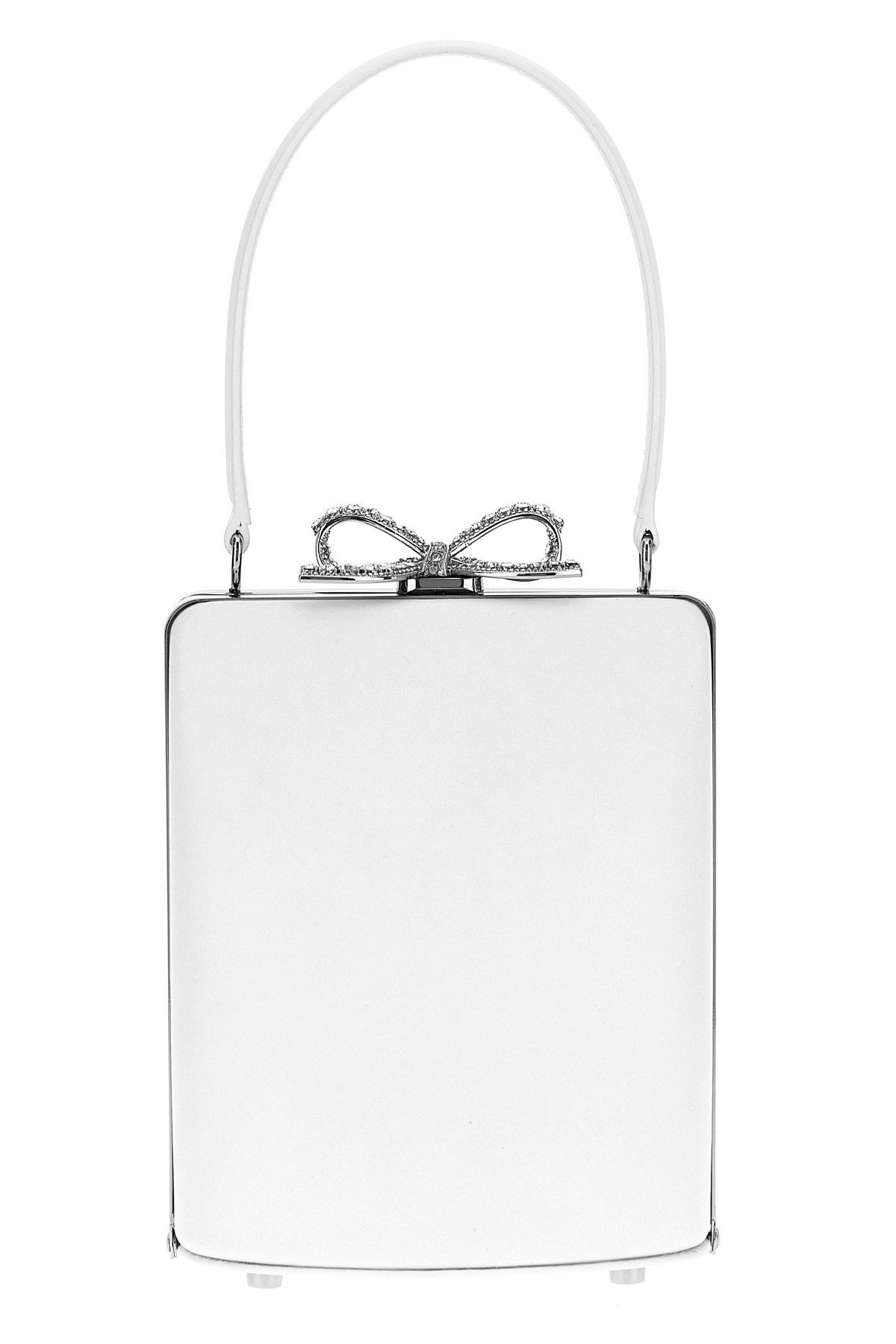 Shop Self-portrait Self Portrait 'cream Leather Mini Bow' Handbag