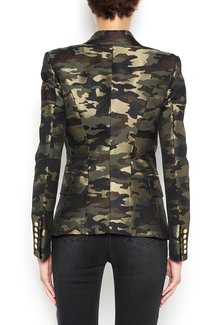 Camouflage printed six buttons tailleur jacket