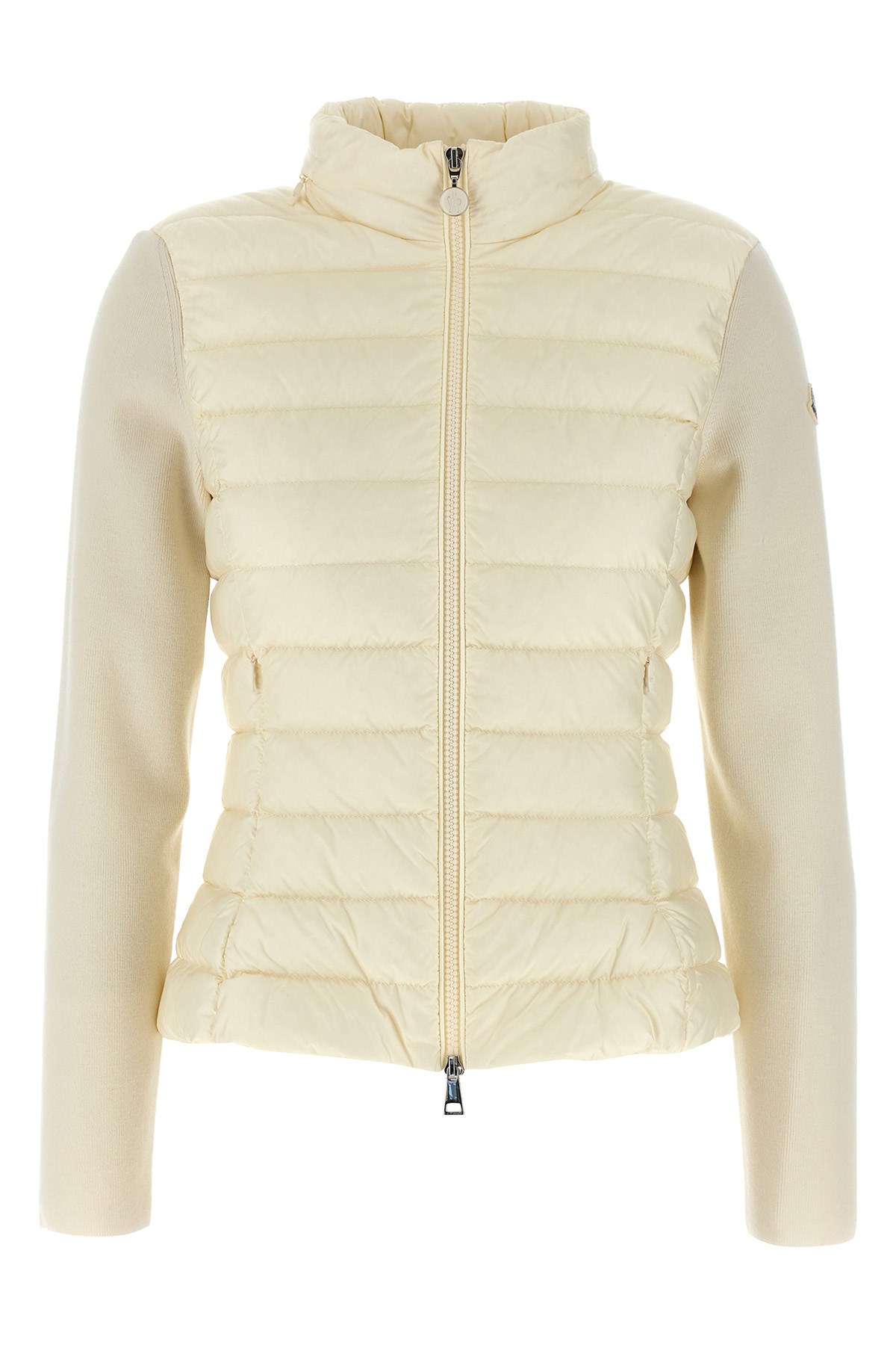 Moncler Two-material Cardigan In Neutral
