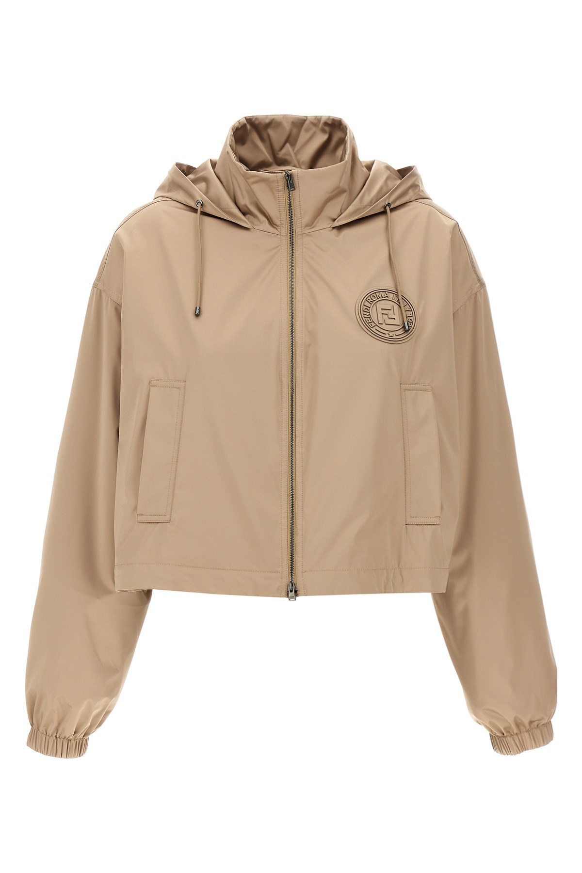 Fendi Women Cappuccino Polyester Windbreaker In Brown