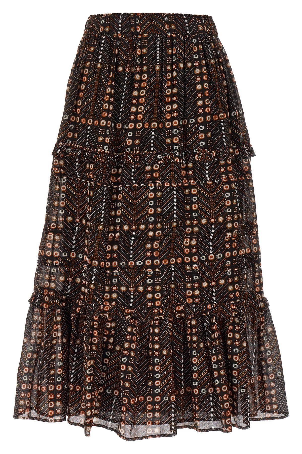 Isabel Marant Étoile Marant Etoile Women Diya Biologic Cotton Skirt With All-over Print In Brown
