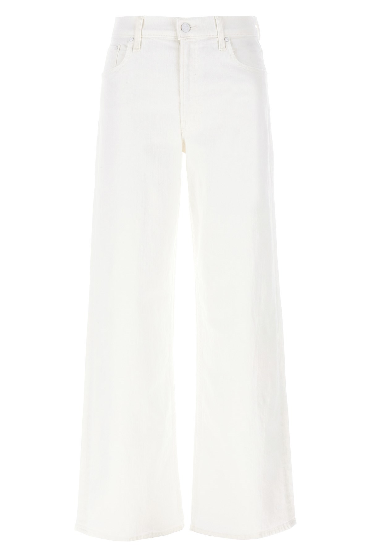 Mother The Hustler Patch Pocket Raw Hem High Waist Ankle Flare Jeans In White