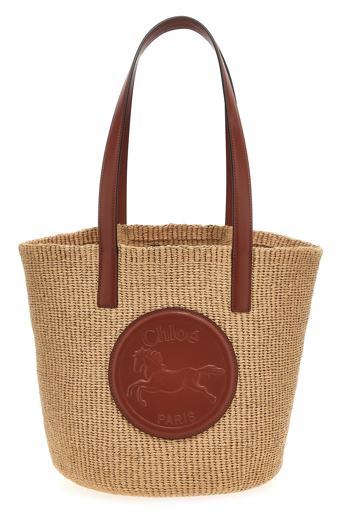 Chloé Beige Horse Medal Large Basket Bag