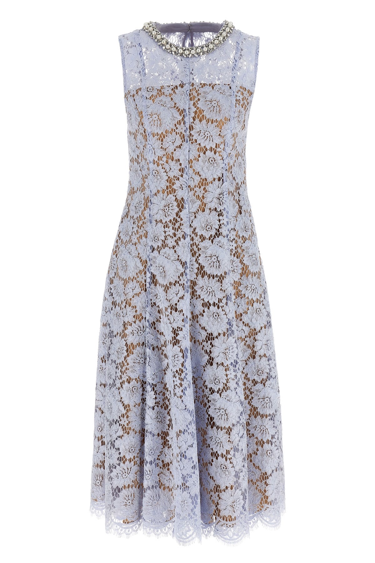 Self-portrait Blue Fine Lace Pearl Midi Dress In Blue