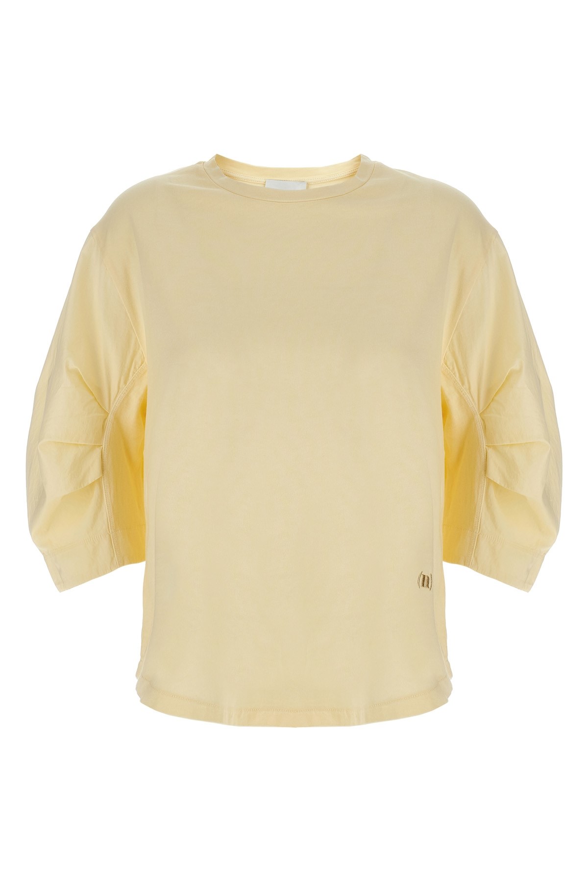 Nude Relaxed-fit Cotton T-shirt With Crinkled Sleeves In Neutral