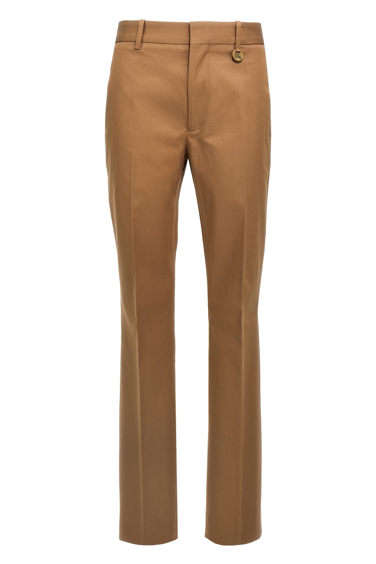 Burberry Straight Leg Trousers With Front Pleat In Brown