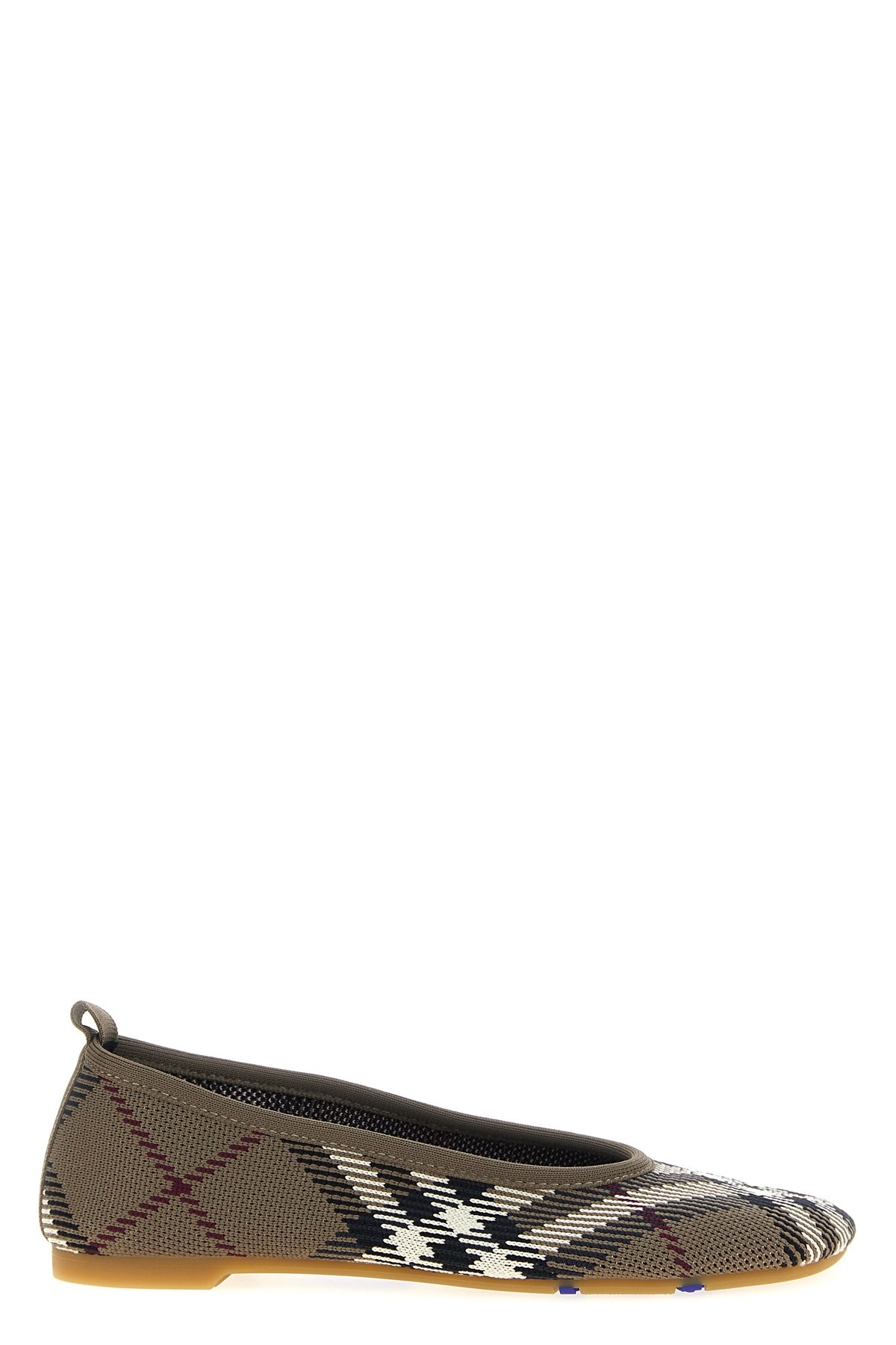 Burberry Knit Baby Nylon Blend Ballerinas With Knitted Traditional Check