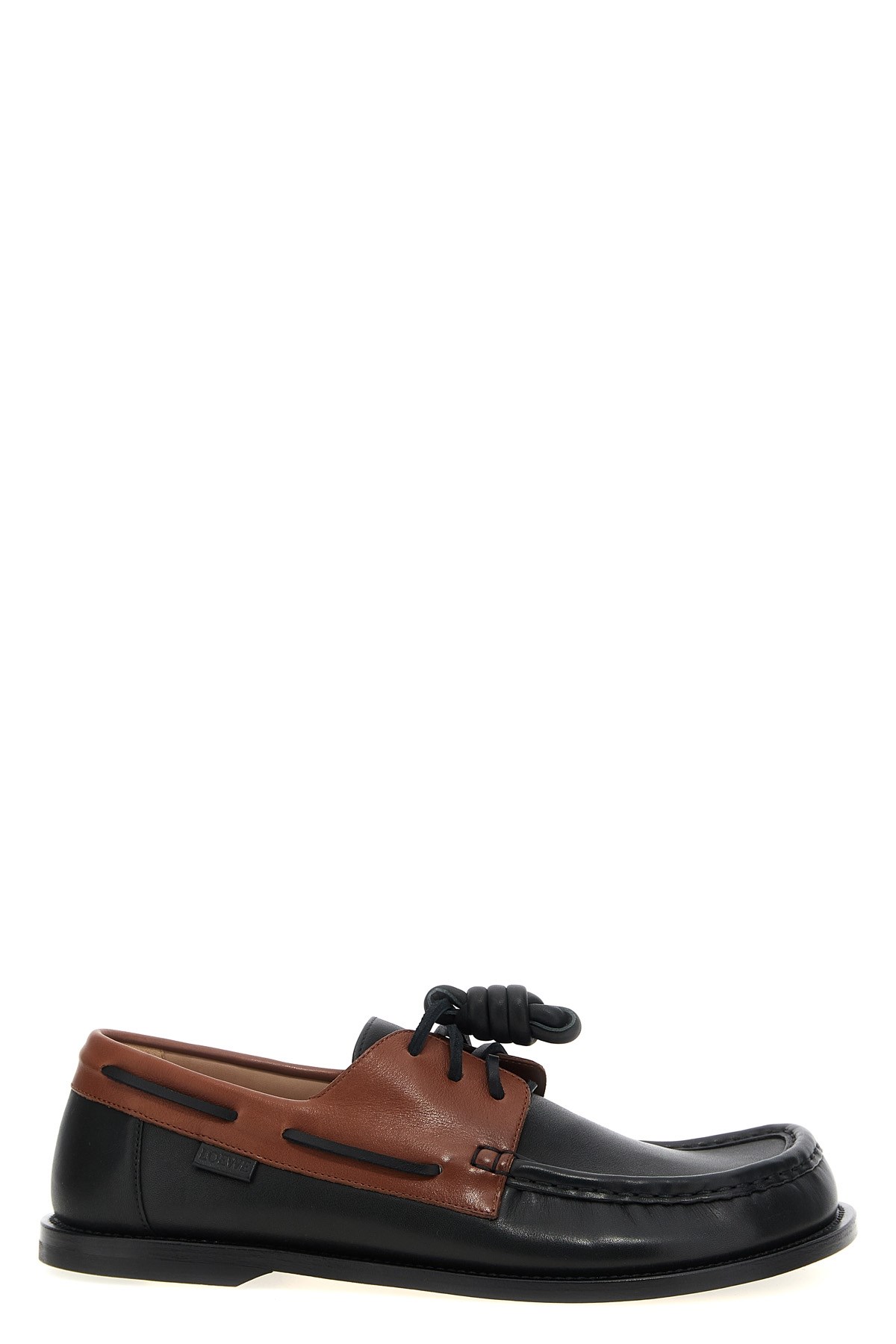 Loewe Sculpted Black Leather Shoes With Brown Accents