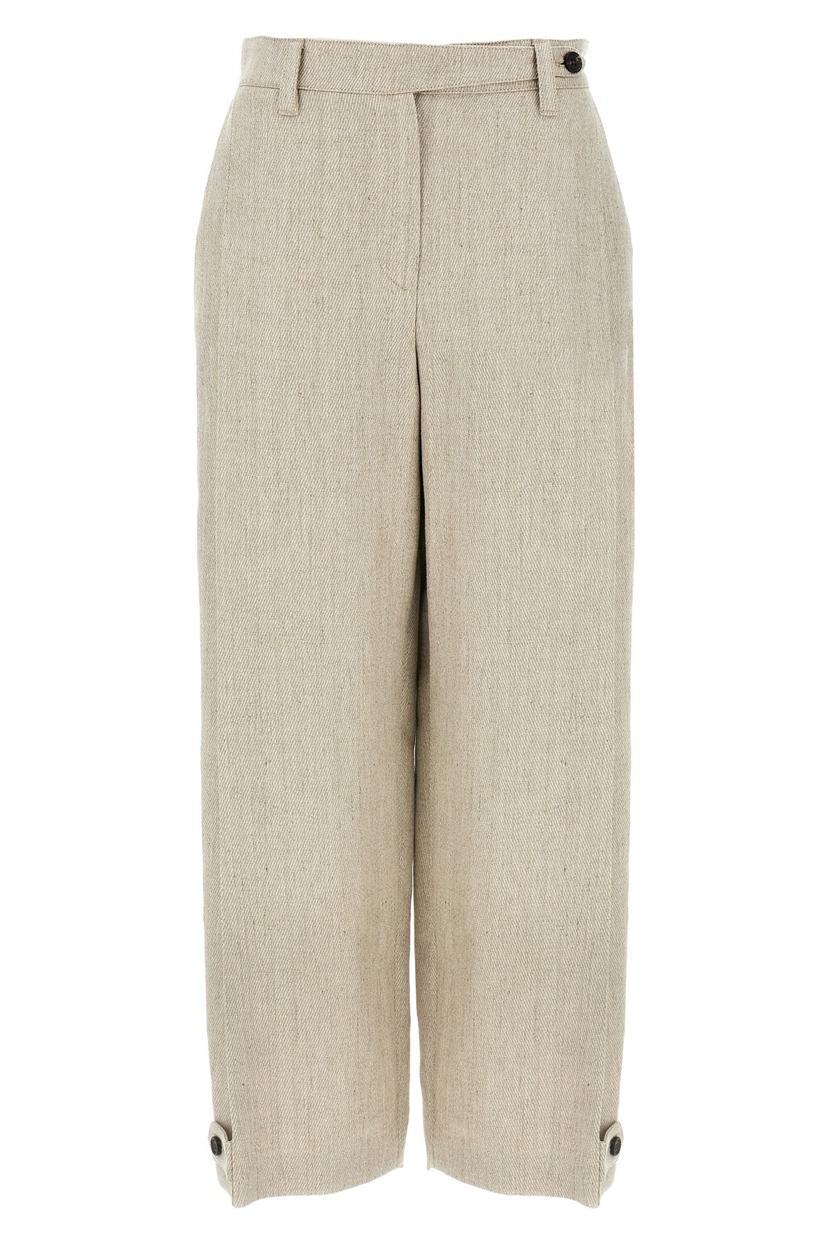 Brunello Cucinelli Linen Trousers With Belt Loops And Pockets