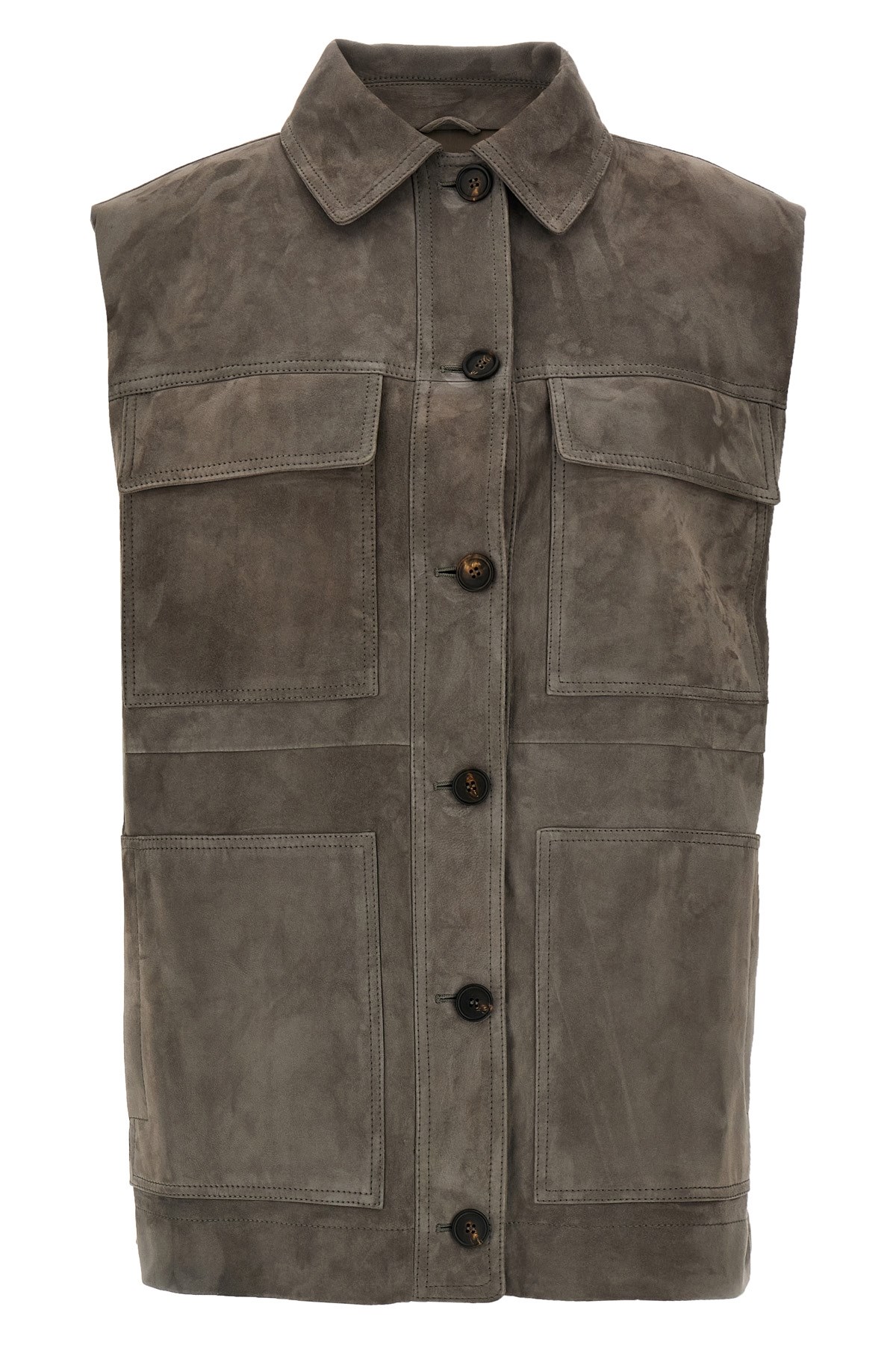 Shop Brunello Cucinelli Couture Suede Vest
