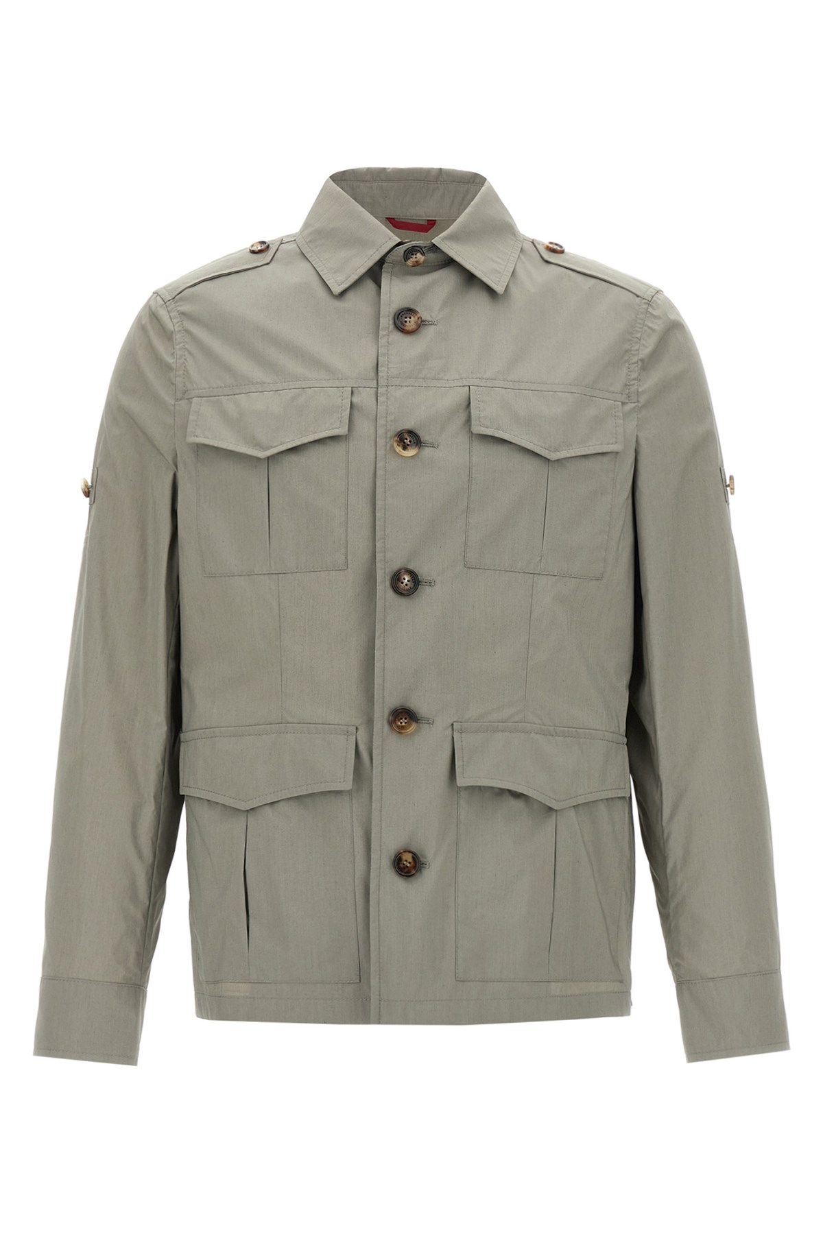 Brunello Cucinelli Waterproof Beige Techno Cotton Jacket In Green