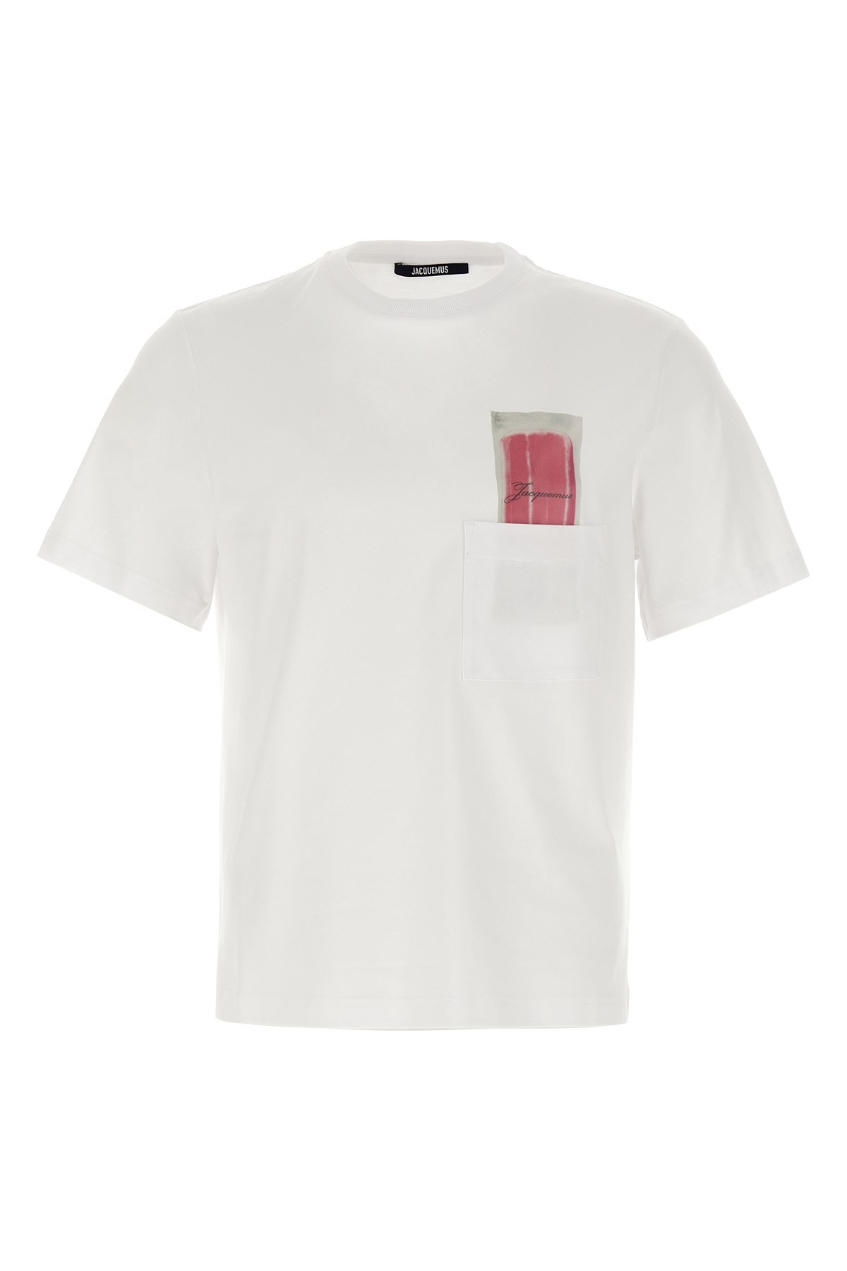 Jacquemus Classic Crew Neck T-shirt With Transparent Chest Pocket In White