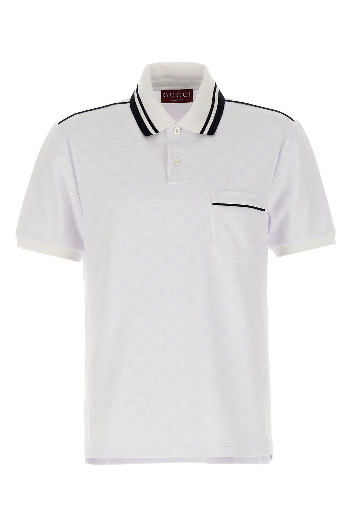 Gucci Men Gg Jacquard Polo Shirt In White