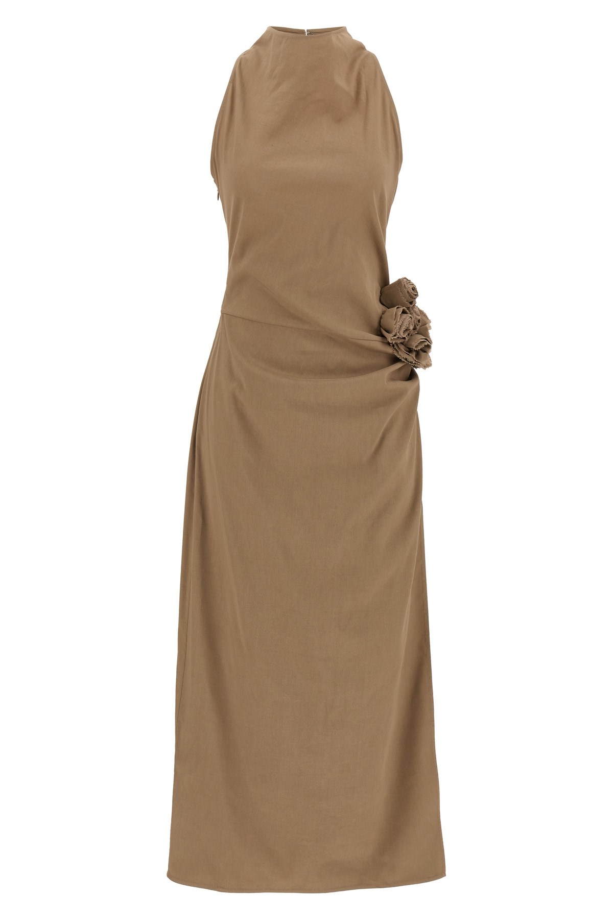Magda Butrym Embellished Floral Halter Dress With Side Draping