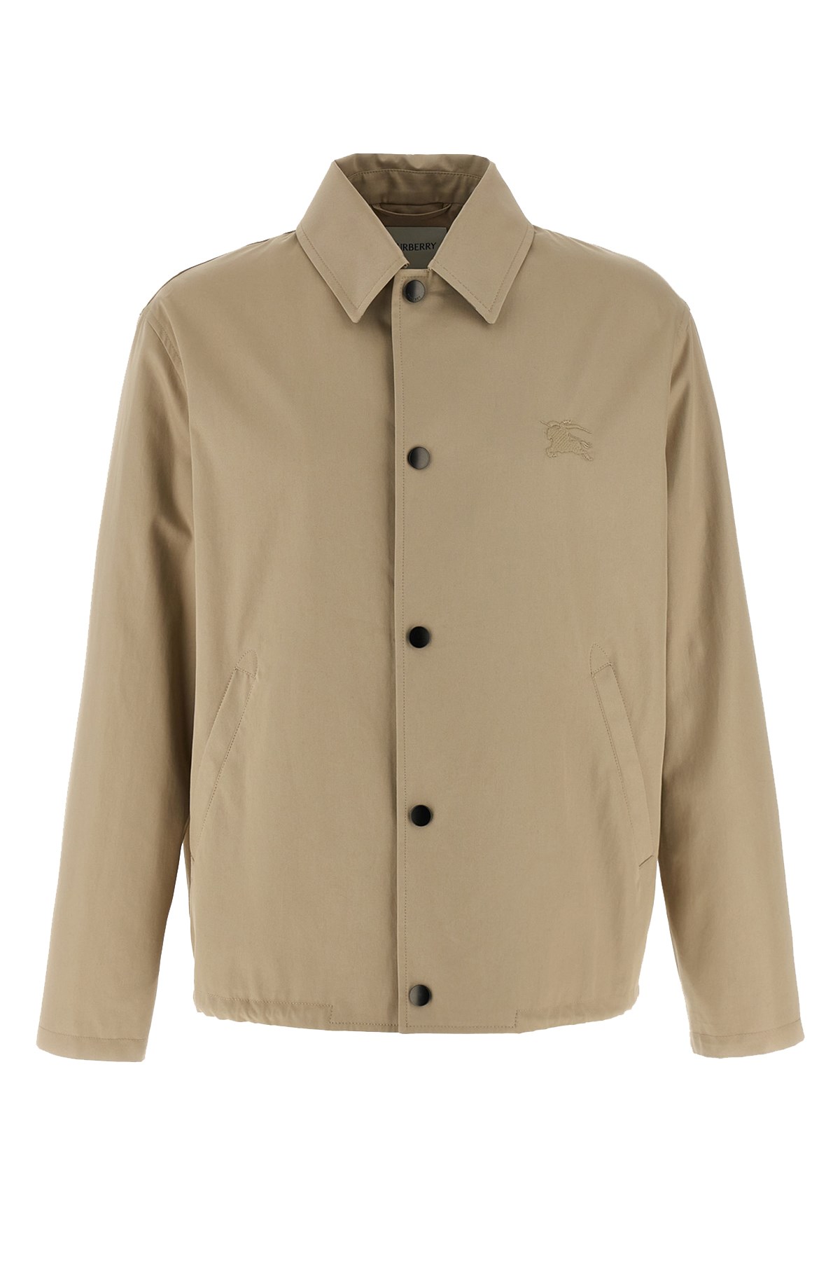 Burberry Gabardine Jacket With Collared Neck And Side Pockets