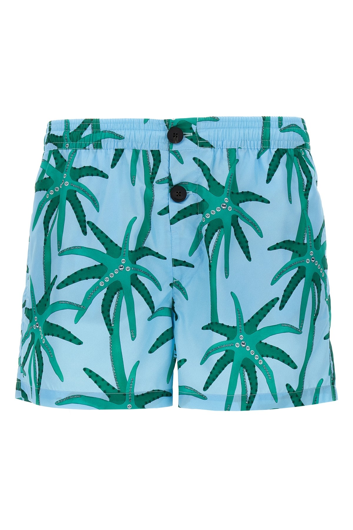 Jacquemus Le Maillot Puntini Light Blue Swimsuit With Elastic Waist And All-over Print In Tech Fabric Man