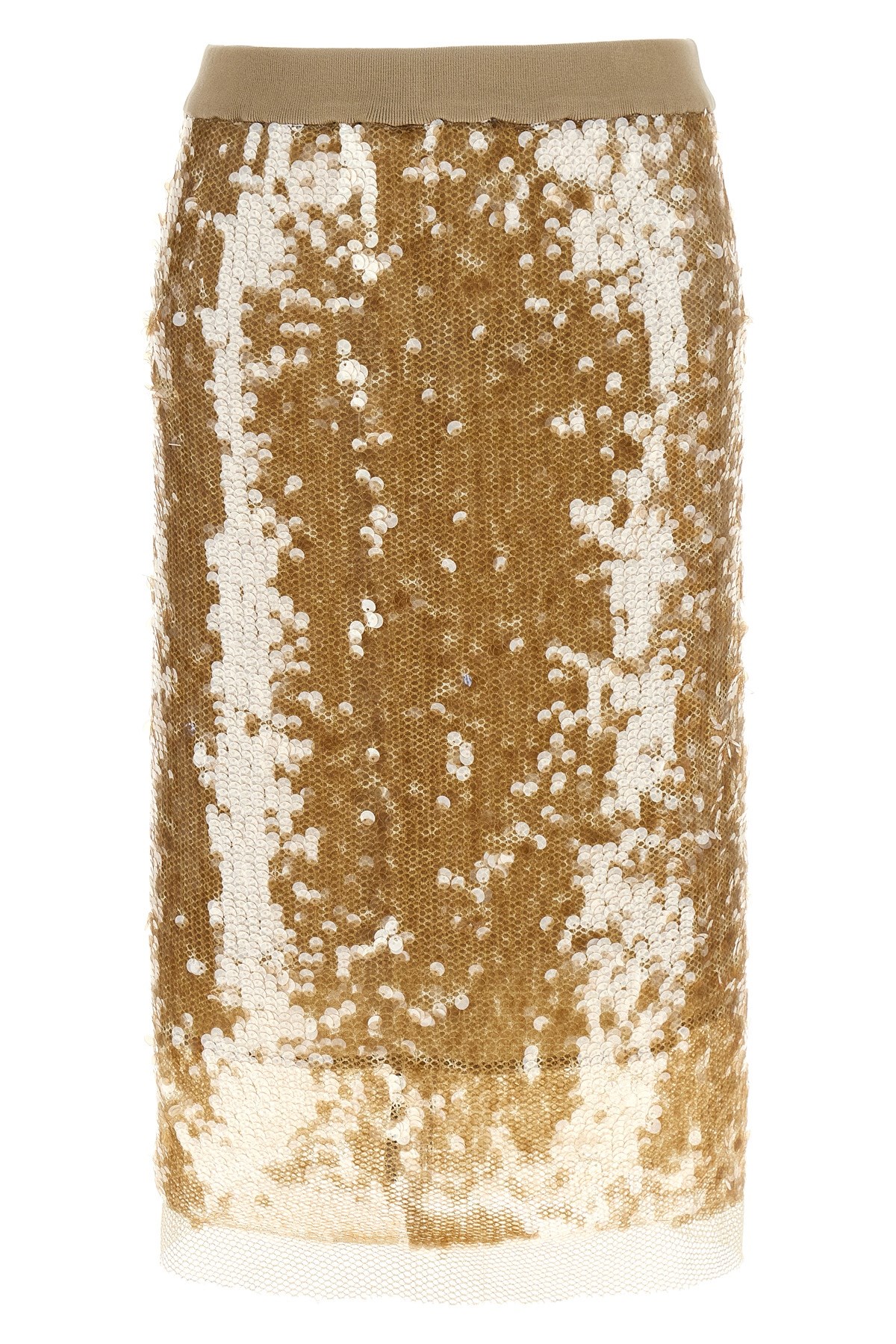 Nude Midi Sequin-embellished Skirt