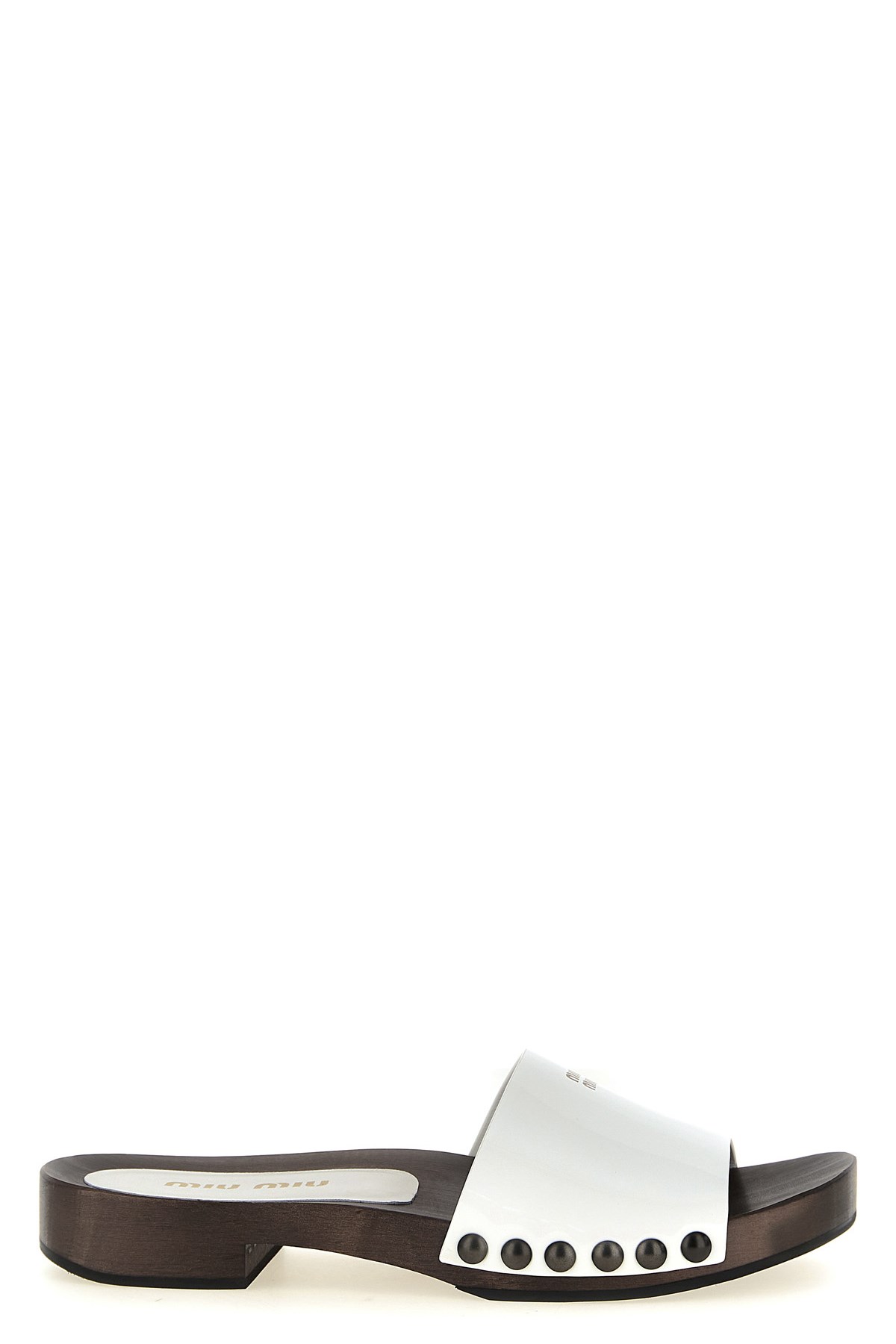 Miu Miu Leather Logo Slide Clogs