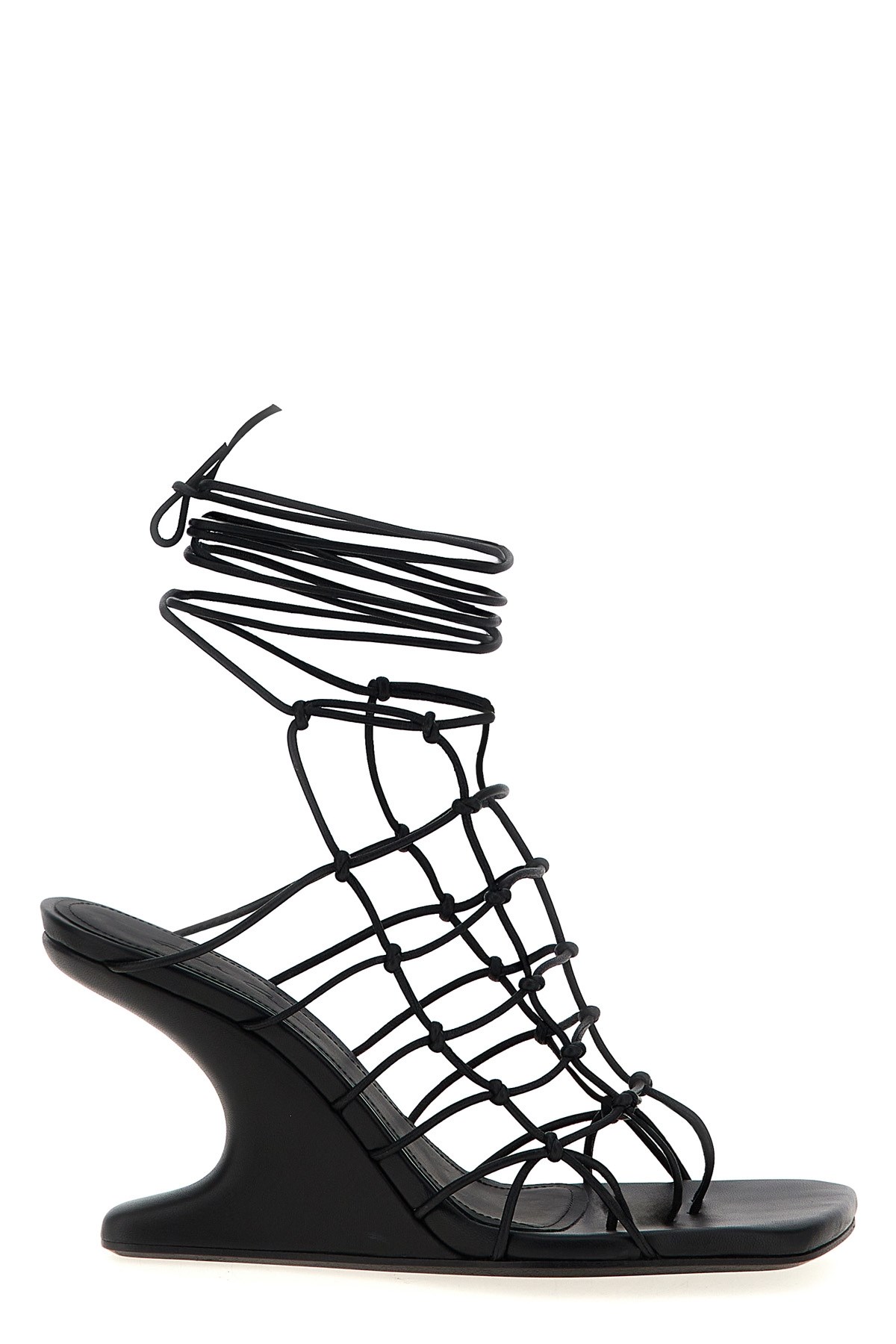 Rick Owens 80mm Web Cantilever Leather Sandals In Black