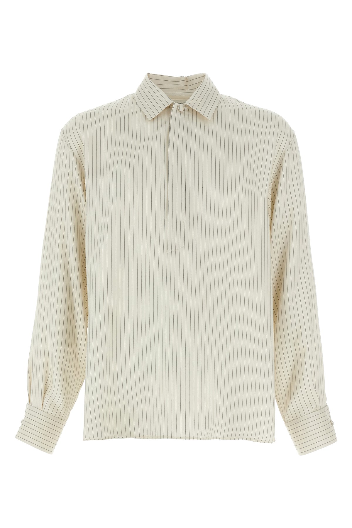 Saint Laurent Striped Pattern Tunic Shirt With Point Collar