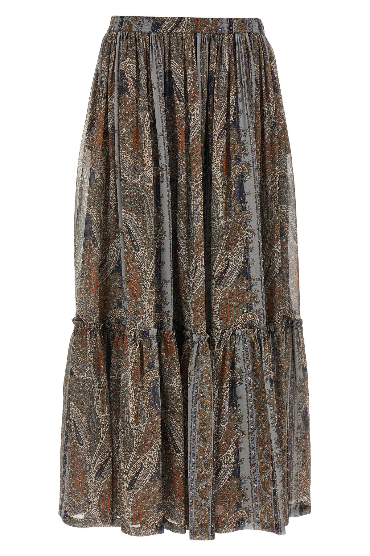 Saint Laurent Lightweight Tiered Paisley Skirt