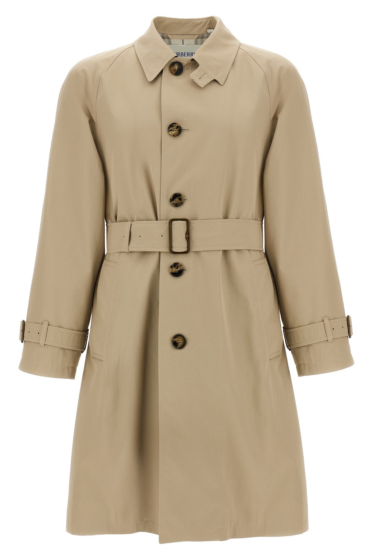 Burberry Cotton Gabardine Long Car Coat In Brown