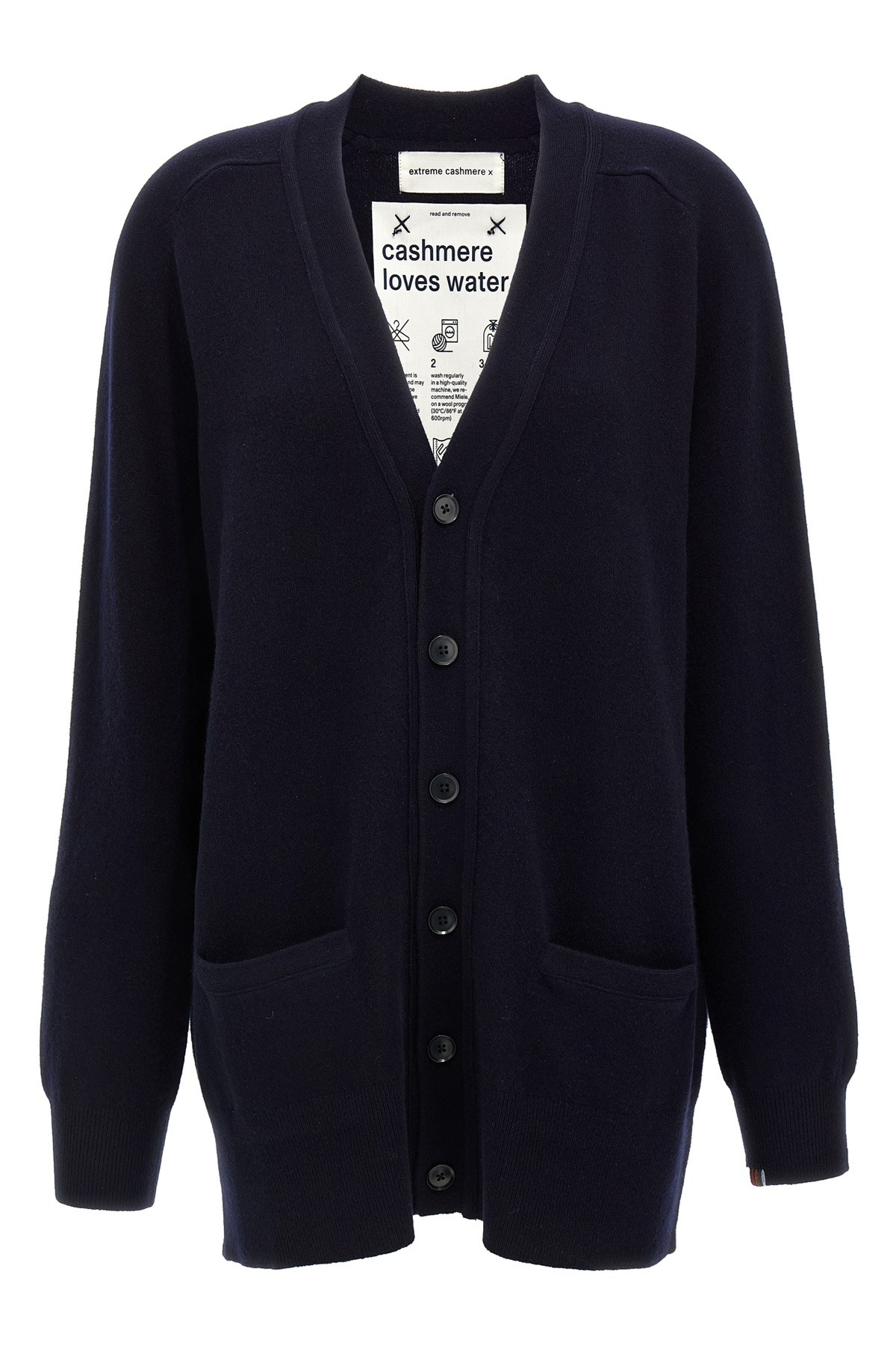 Extreme Cashmere V-neckline Cardigan With Front Pockets And Ribbed Cuffs