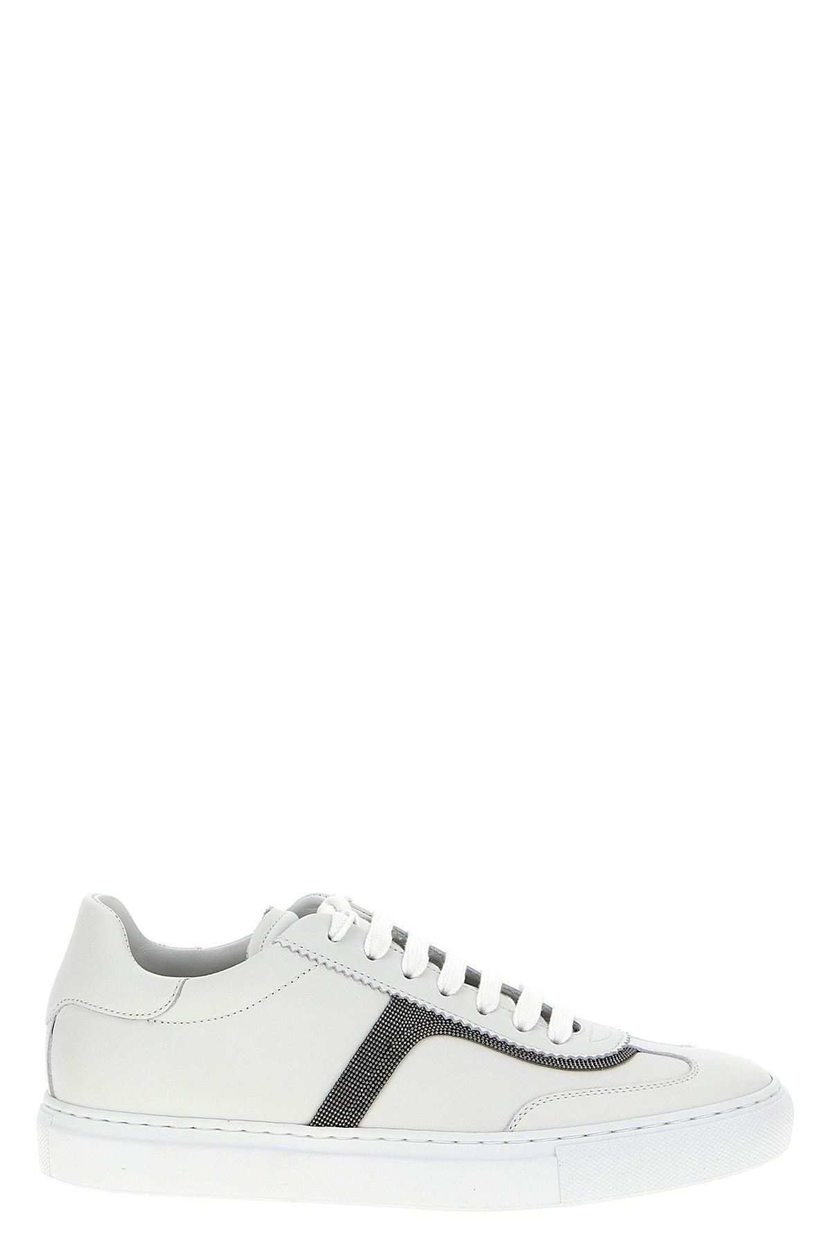 Brunello Cucinelli White Sneaker With Monili Chain Detail