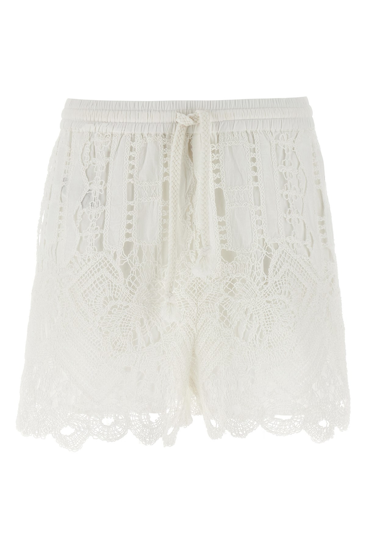 Pinko White Lace Design Serenata Rap Shorts