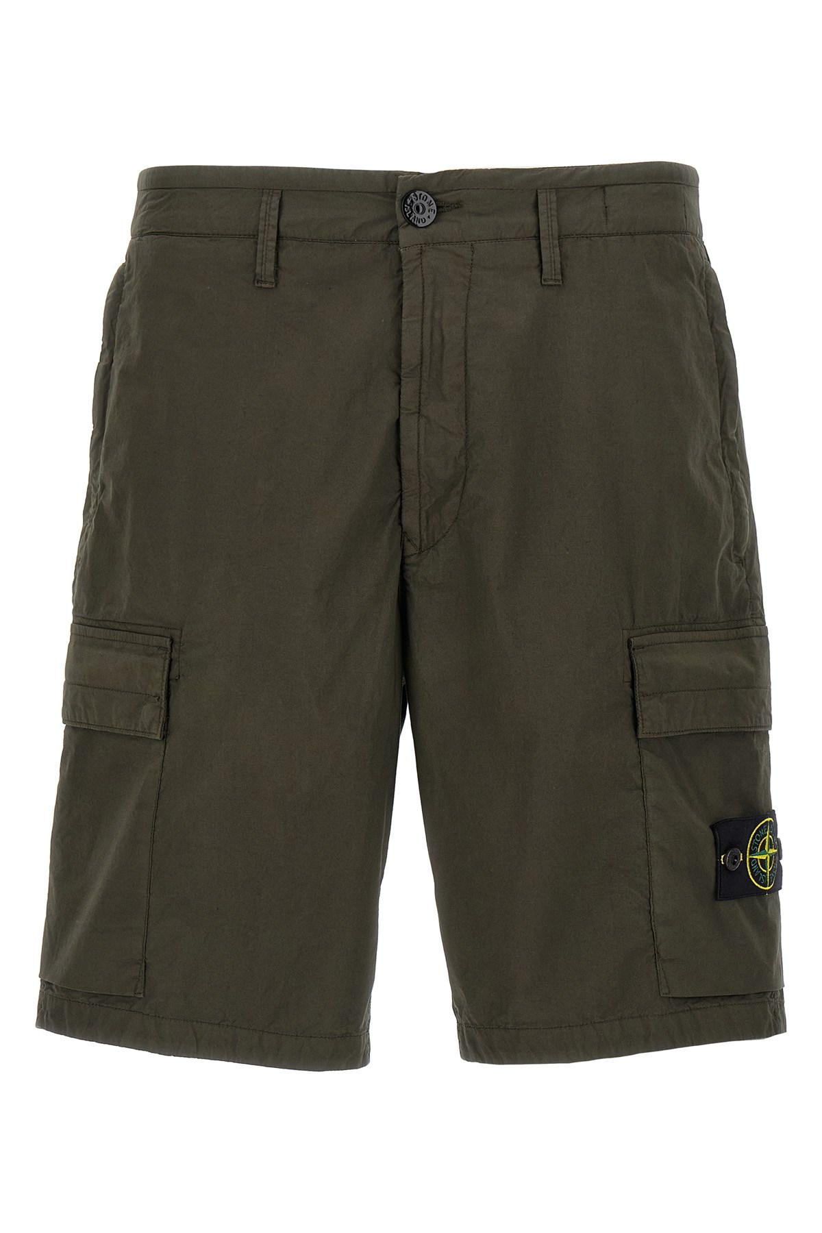 Stone Island Utility Cargo Shorts With Multiple Pockets In Green