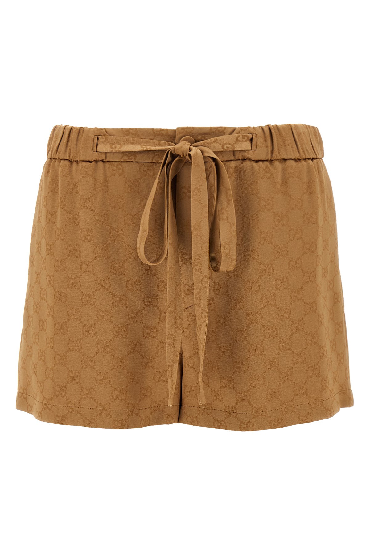 Gucci Satin Shorts Gg Bermuda And Short Brown In Brown