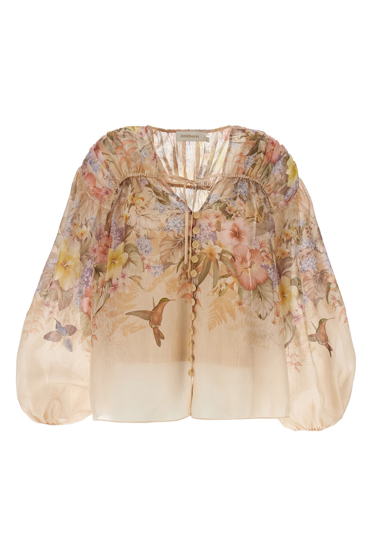Zimmermann Illuminate Drawn Silk Linen Blouse Clothing