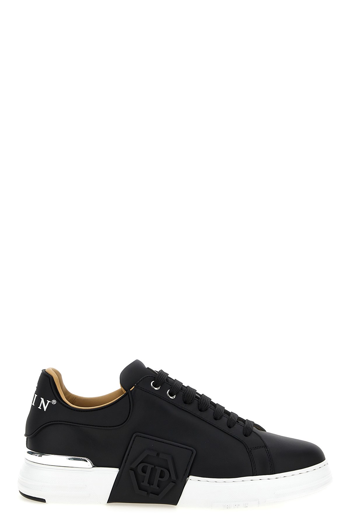 Philipp Plein Leather Sneakers With Distinctive Logo Detail
