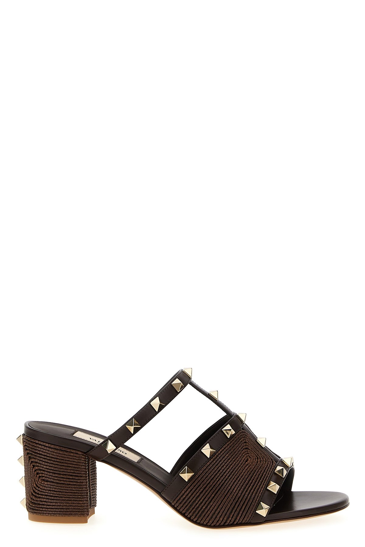 Valentino Rockstud Block Heel Sandals With Studded Embellishments