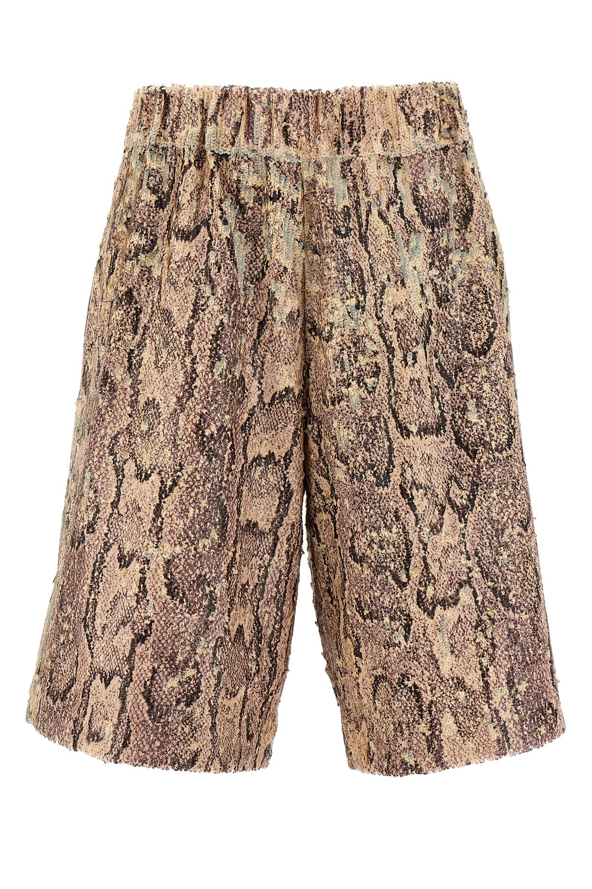Dries Van Noten Pomy Sequined Snake-print Cotton Poplin Wide-leg Shorts