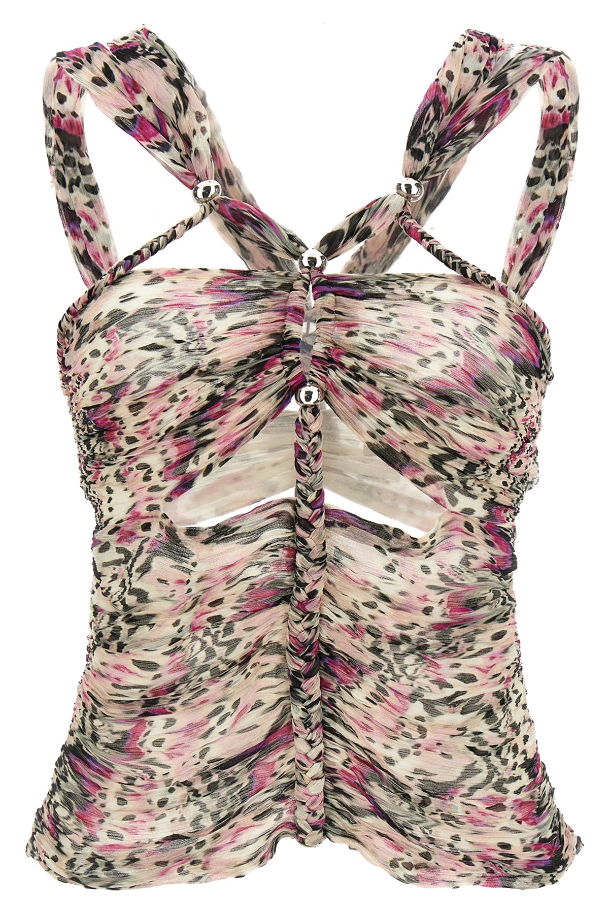 Isabel Marant 'wild' Animal Print Top With Beaded Embellishments In Multi