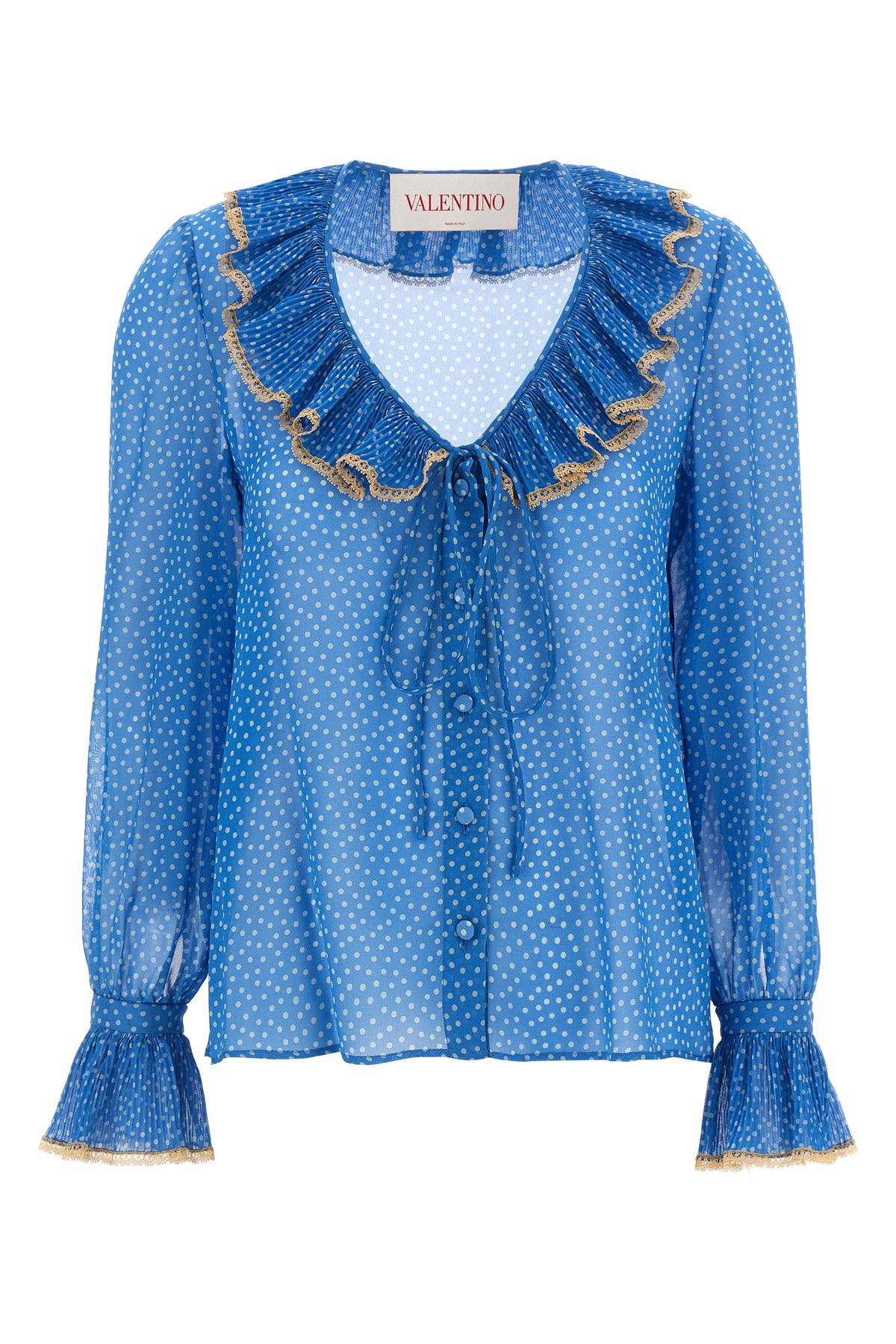 Valentino Garavani Light Georgette Shirt With Plusdepois Print In Blue