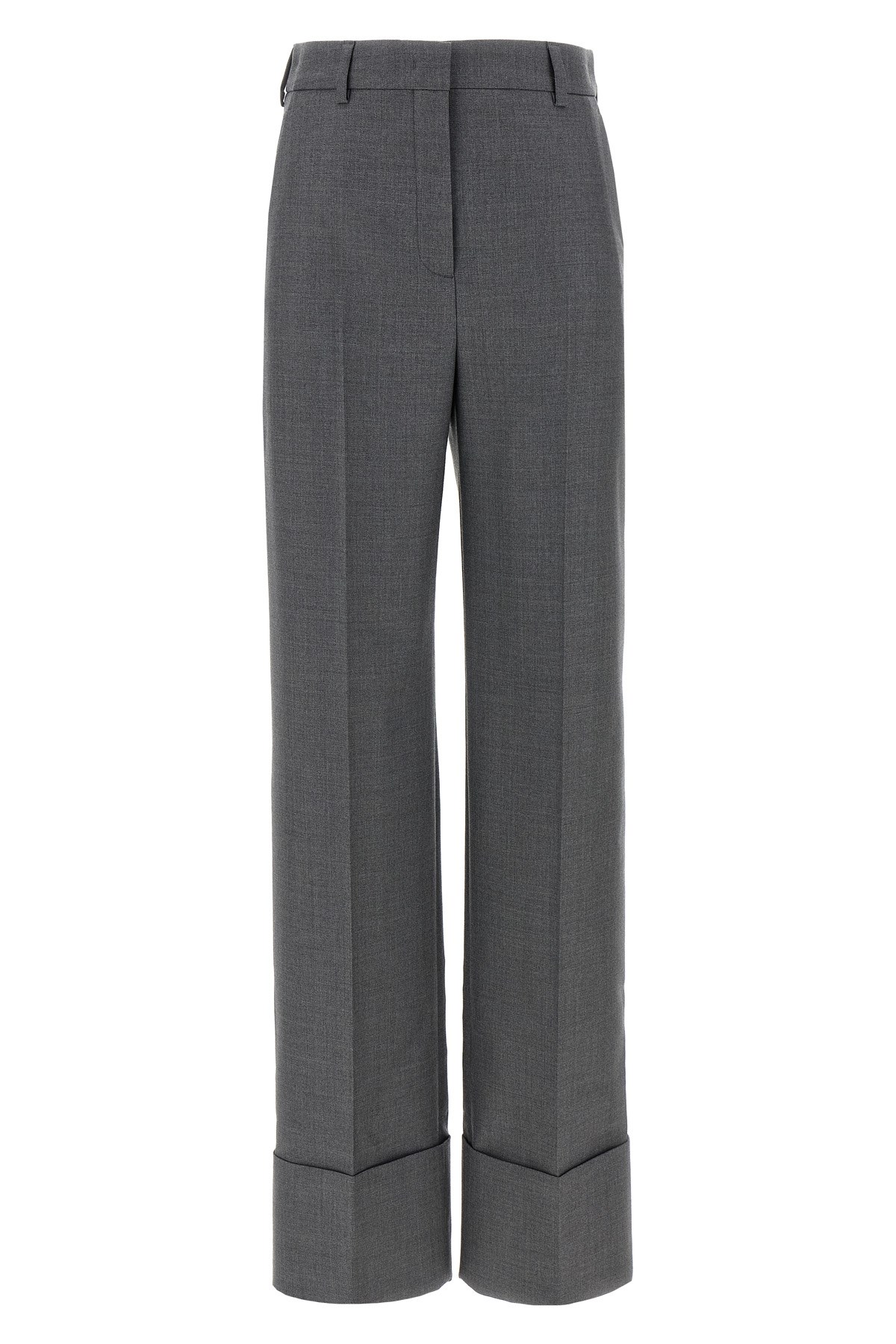 Valentino Garavani Wide-leg Virgin Wool Trousers With Maxi Turn-up In Black