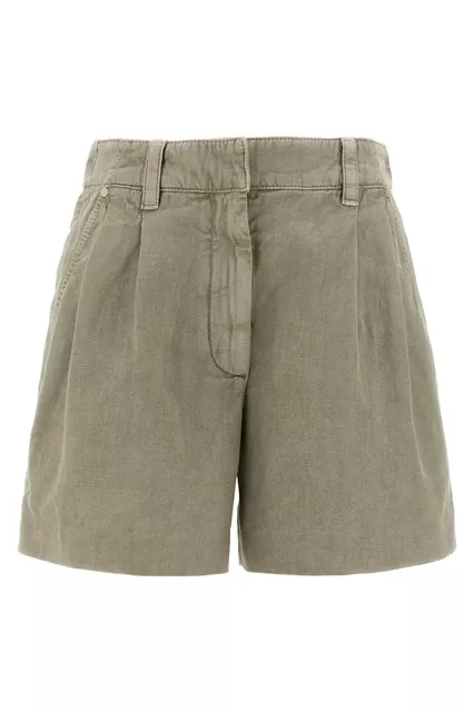 ショートパンツ BRUNELLO CUCINELLI Women Shorts  Burmudas MAZ260299PCXB87 B Brunello Cucinelli - Green Belted Bermuda Skort | Mitchell
