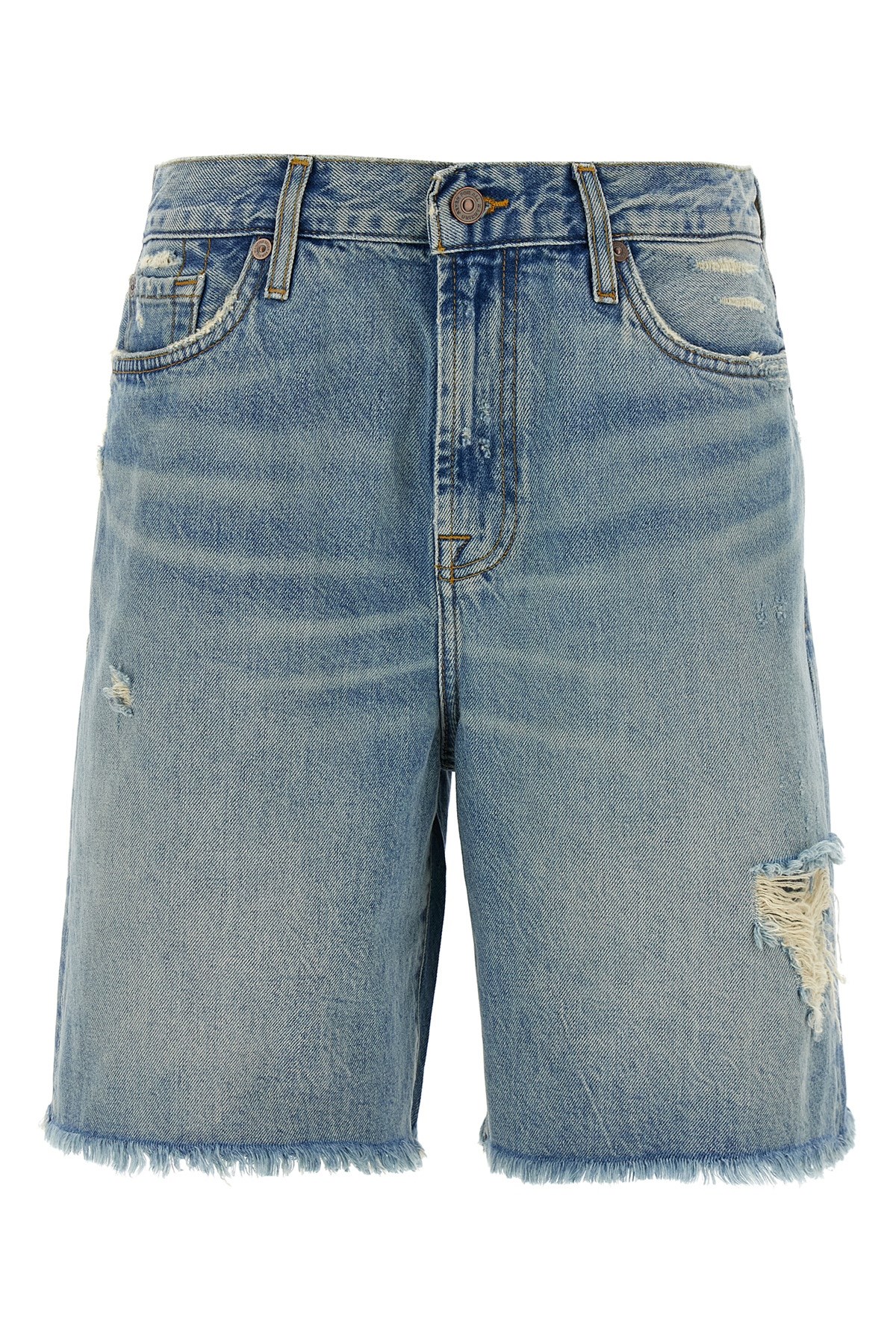 7 For All Mankind Lola Mid-rise Denim Shorts Clothing In Blue