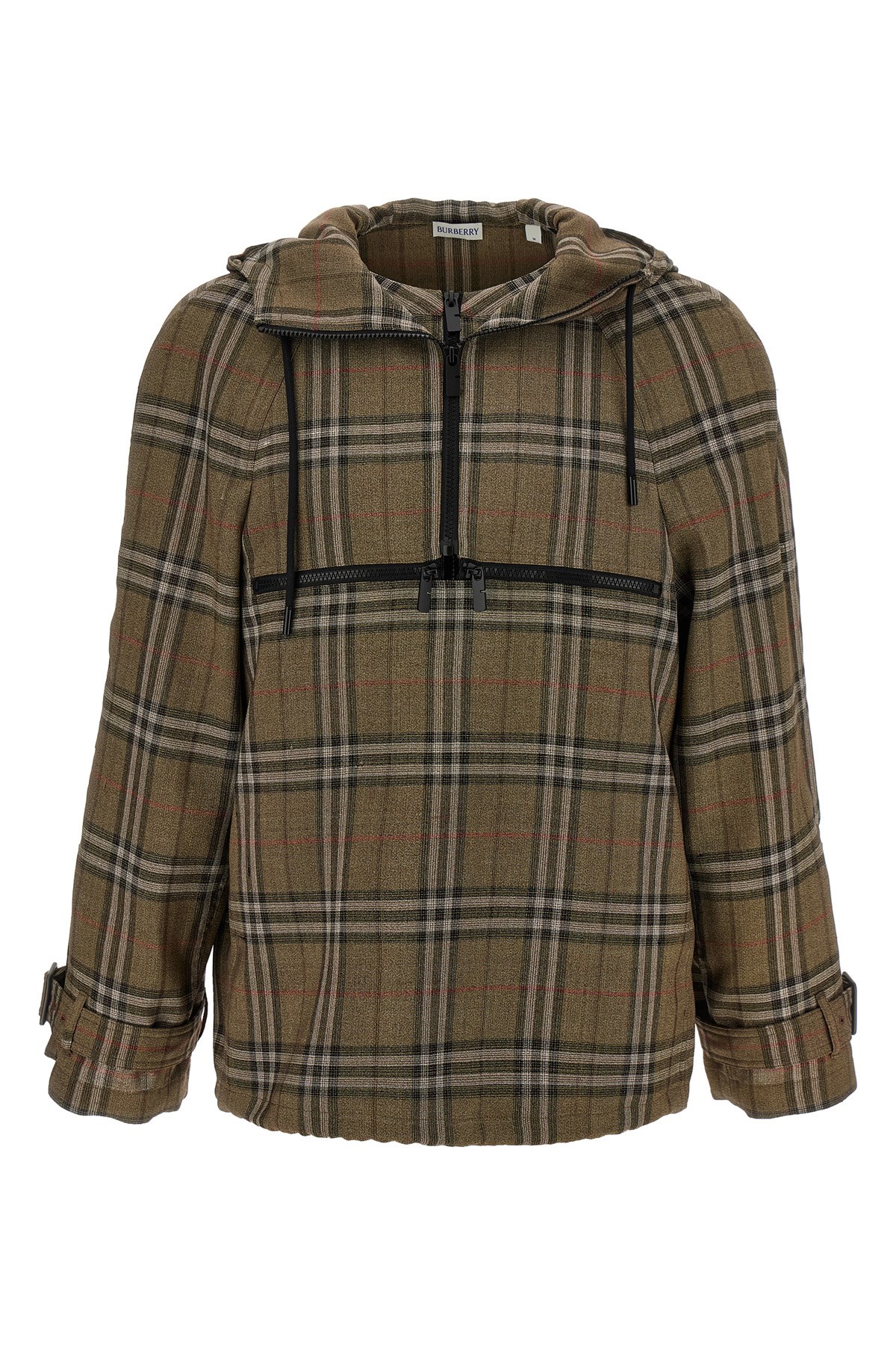Burberry Half-zip Jacket With Check Pattern In Silk Blend Men