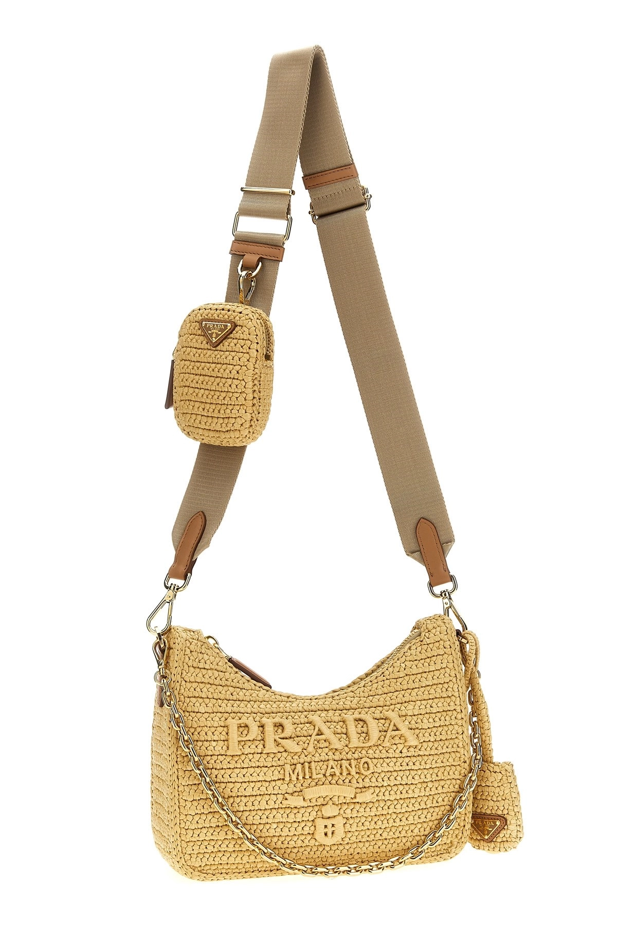 ショルダーバッグ・ポシェット PRADA 'Bandoliera' crochet shoulder bag Beige Prada 'bandoliera' crochet shoulder bag available on julian