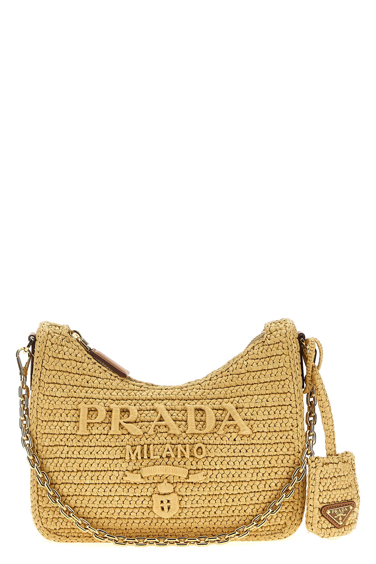 ショルダーバッグ・ポシェット PRADA 'Bandoliera' crochet shoulder bag Beige Prada Bandoliera Shoulder Bags Beige In Gold | ModeSens