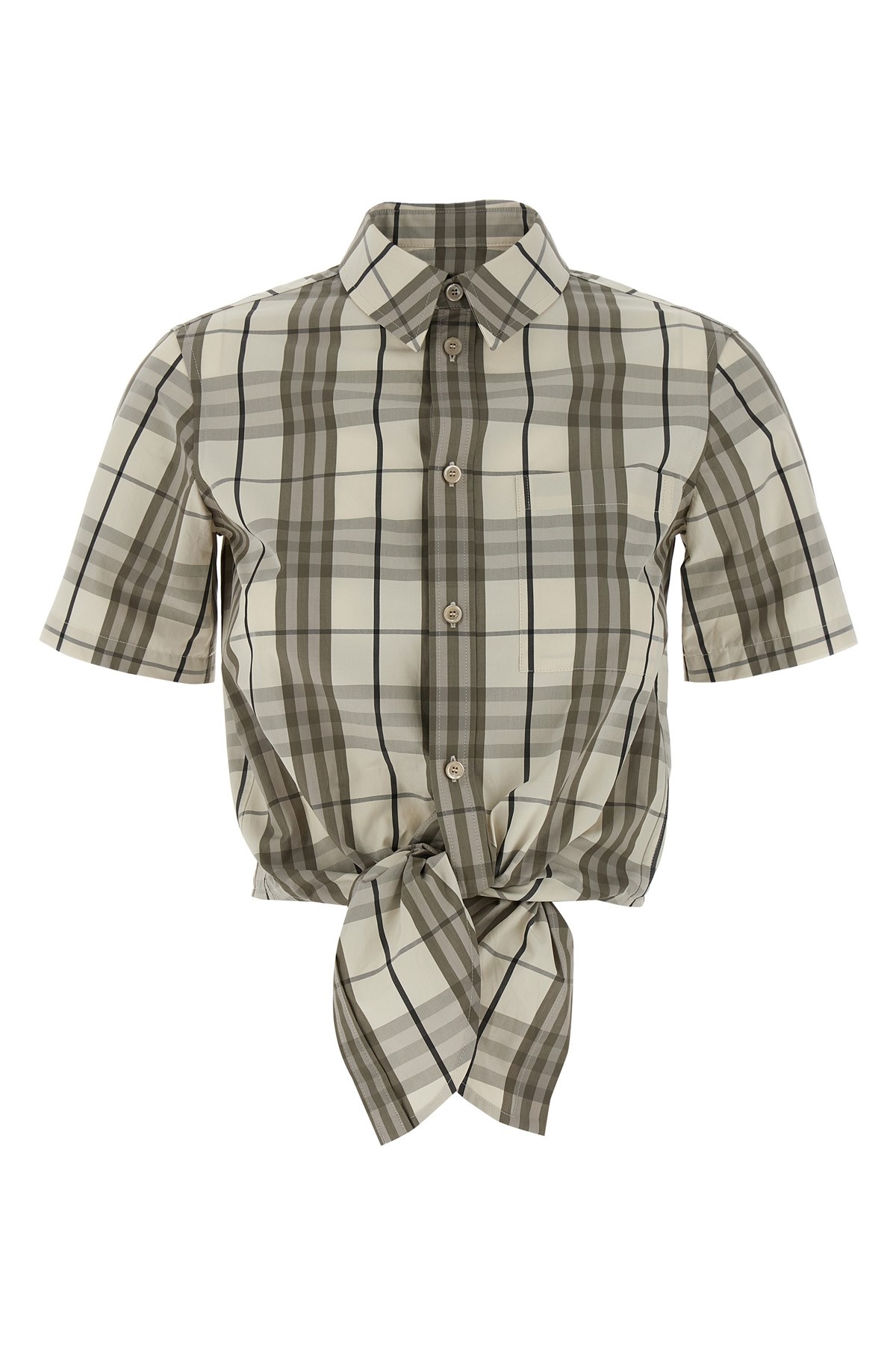 Burberry Short Sleeve Shirt Featuring Tie-front Detail