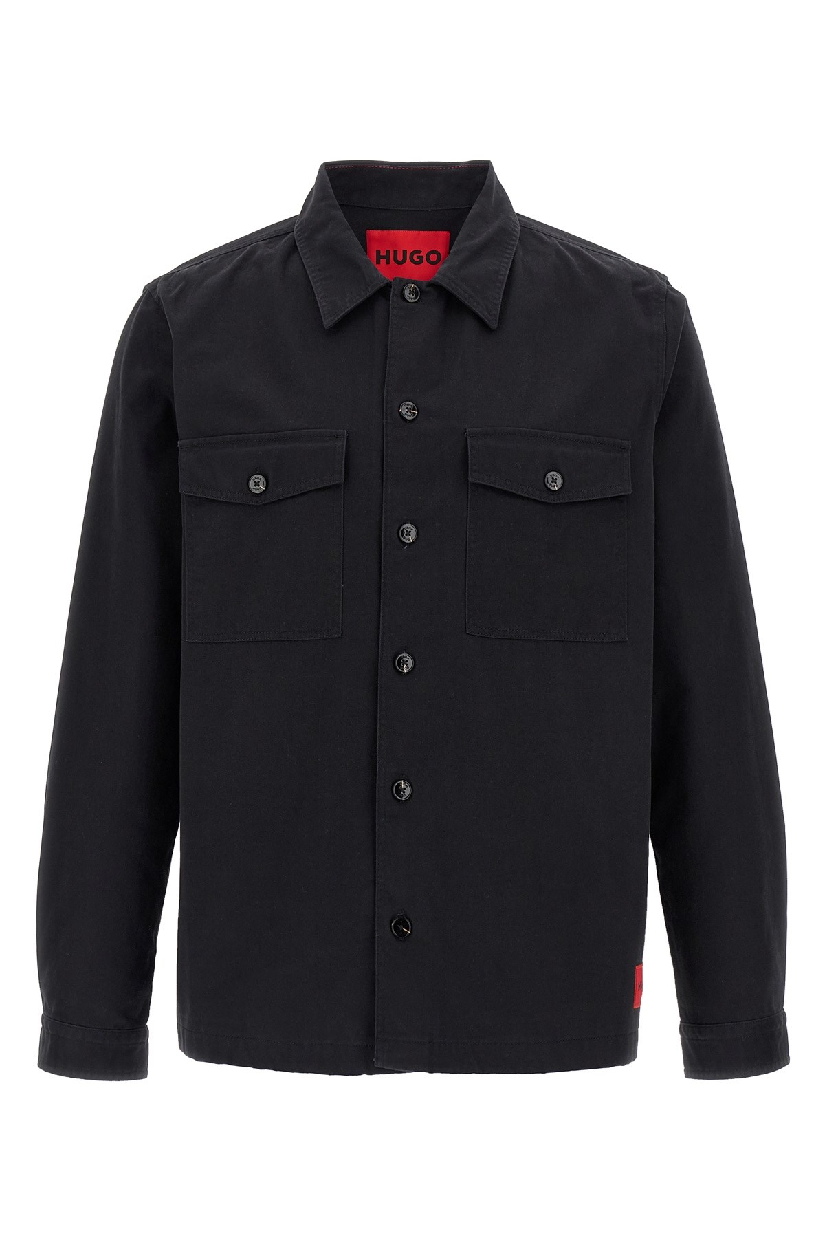 Hugo Boss Oversize-fit Overshirt In Cotton Gabardine In Black