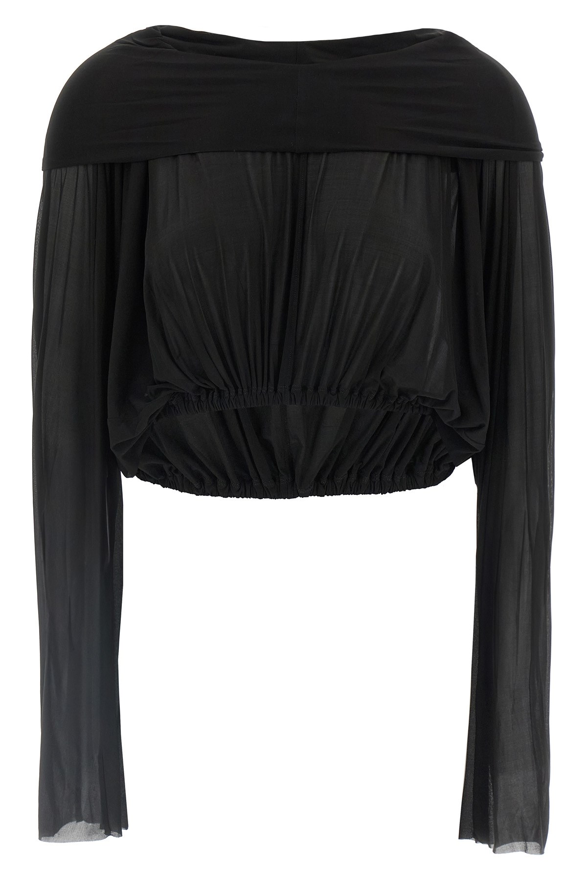 Rick Owens Black Hollywood Cropped Hooded Tunic Top