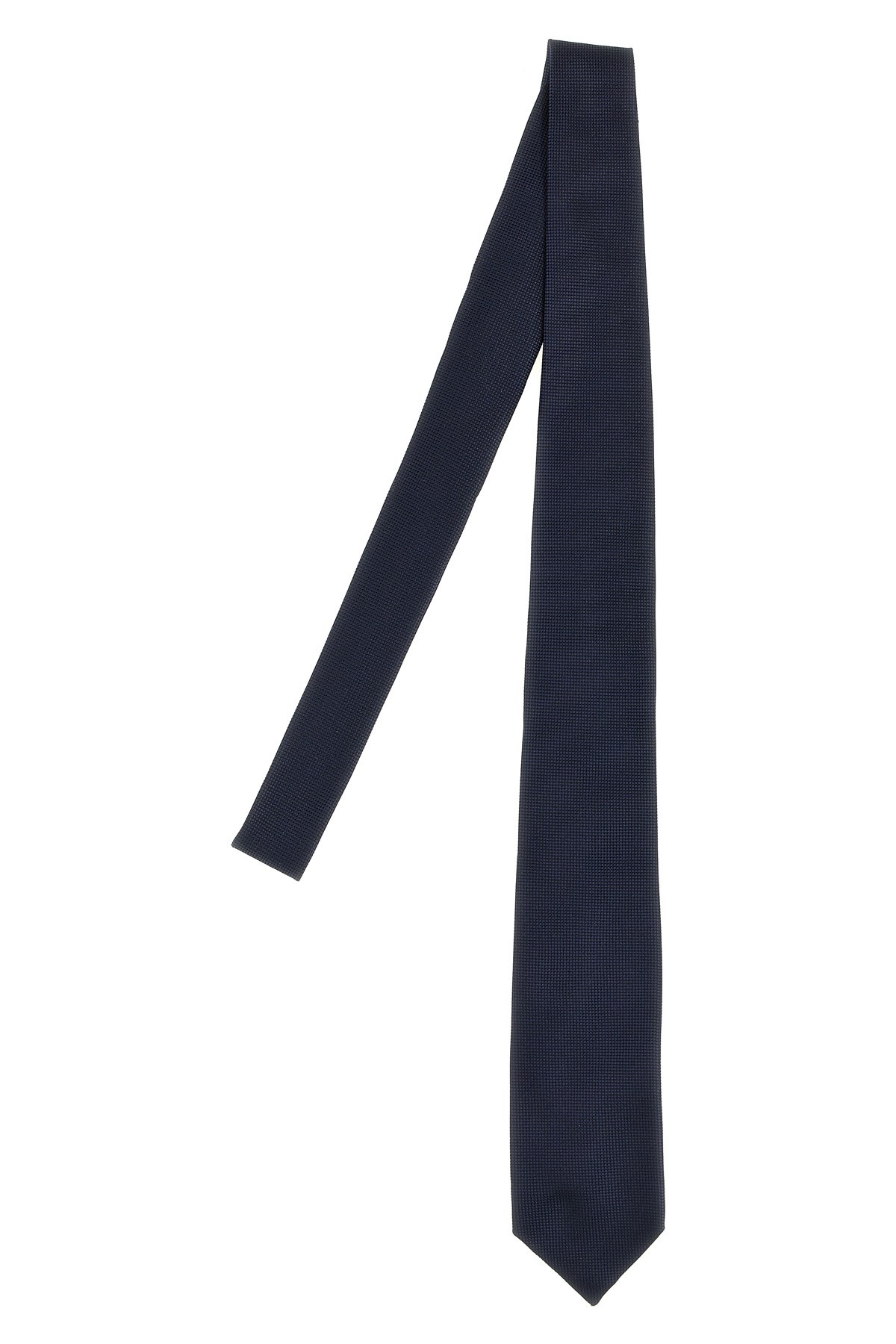 Barba Napoli Pointed Tip Slim Silk Tie With Textured Finish In Black