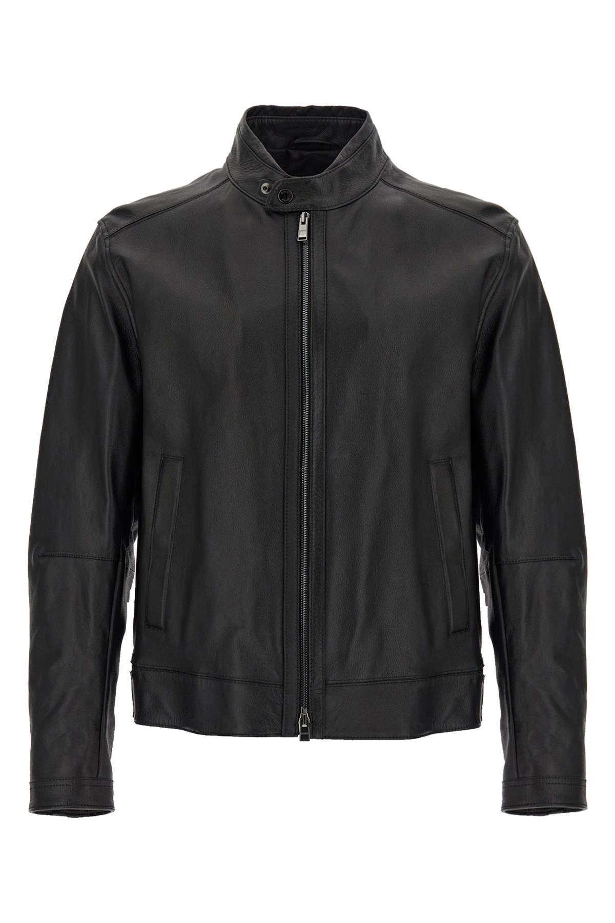Hugo Boss Regular-fit Jacket In Grained Leather